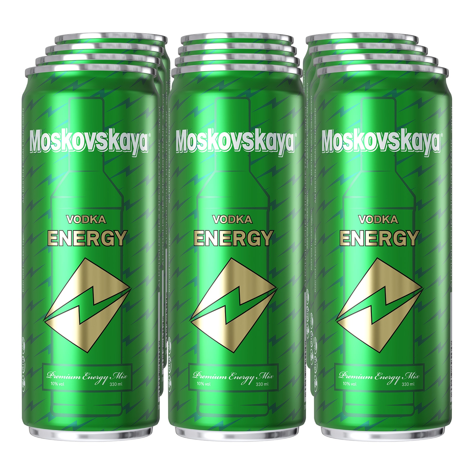 Moskovskaya Energy Vodka & Energy Dose 10 % vol 0,33 Liter, 12er Pack - Bild 1