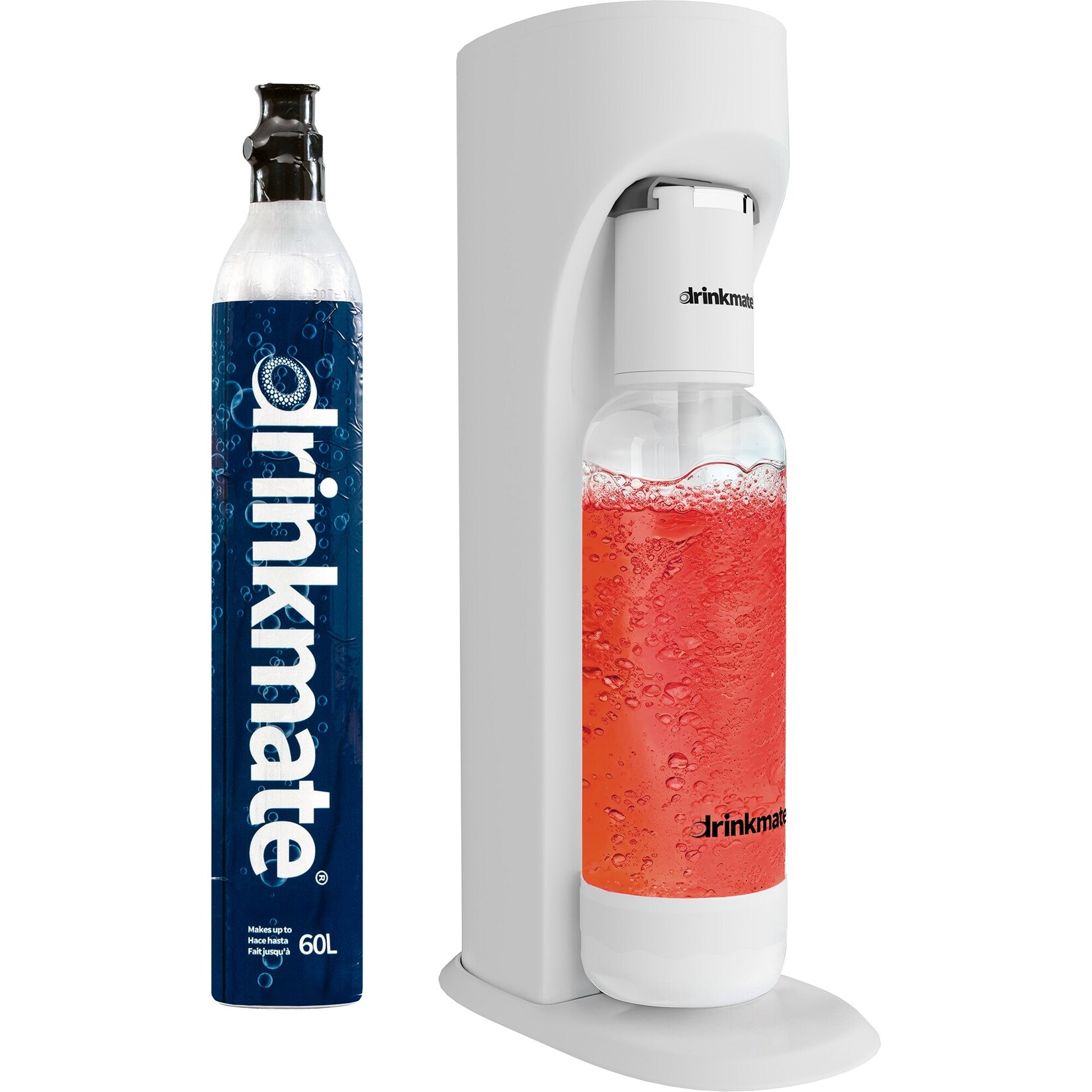 OmniFizz Sprudelwasser- und Sodabereiter, mit  CO2-Zylinder, Klassisches Weiß