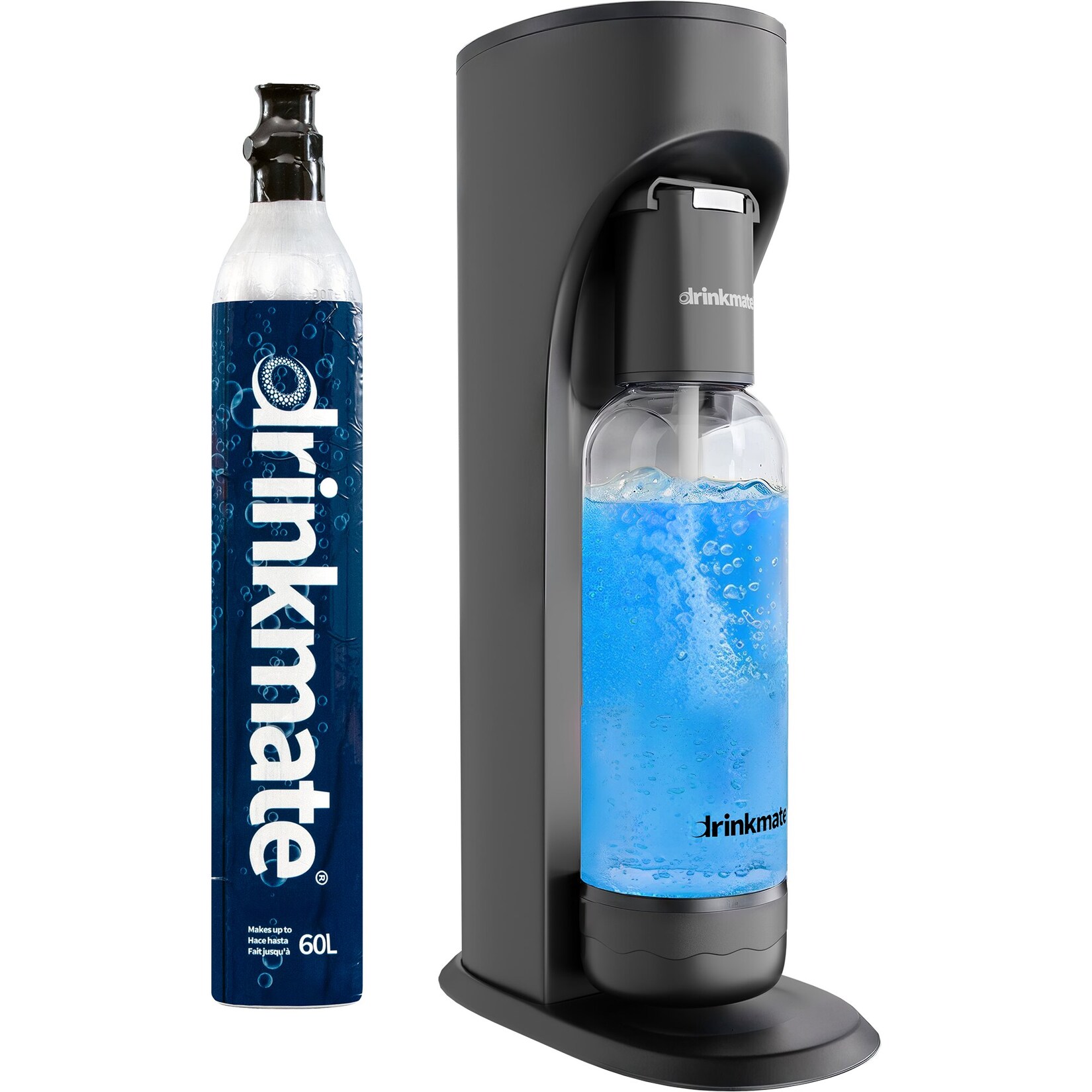 Drinkmate OmniFizz Sprudelwasser- und Sodabereiter, mit 425g CO2-Zylinder, Matt-schwarz