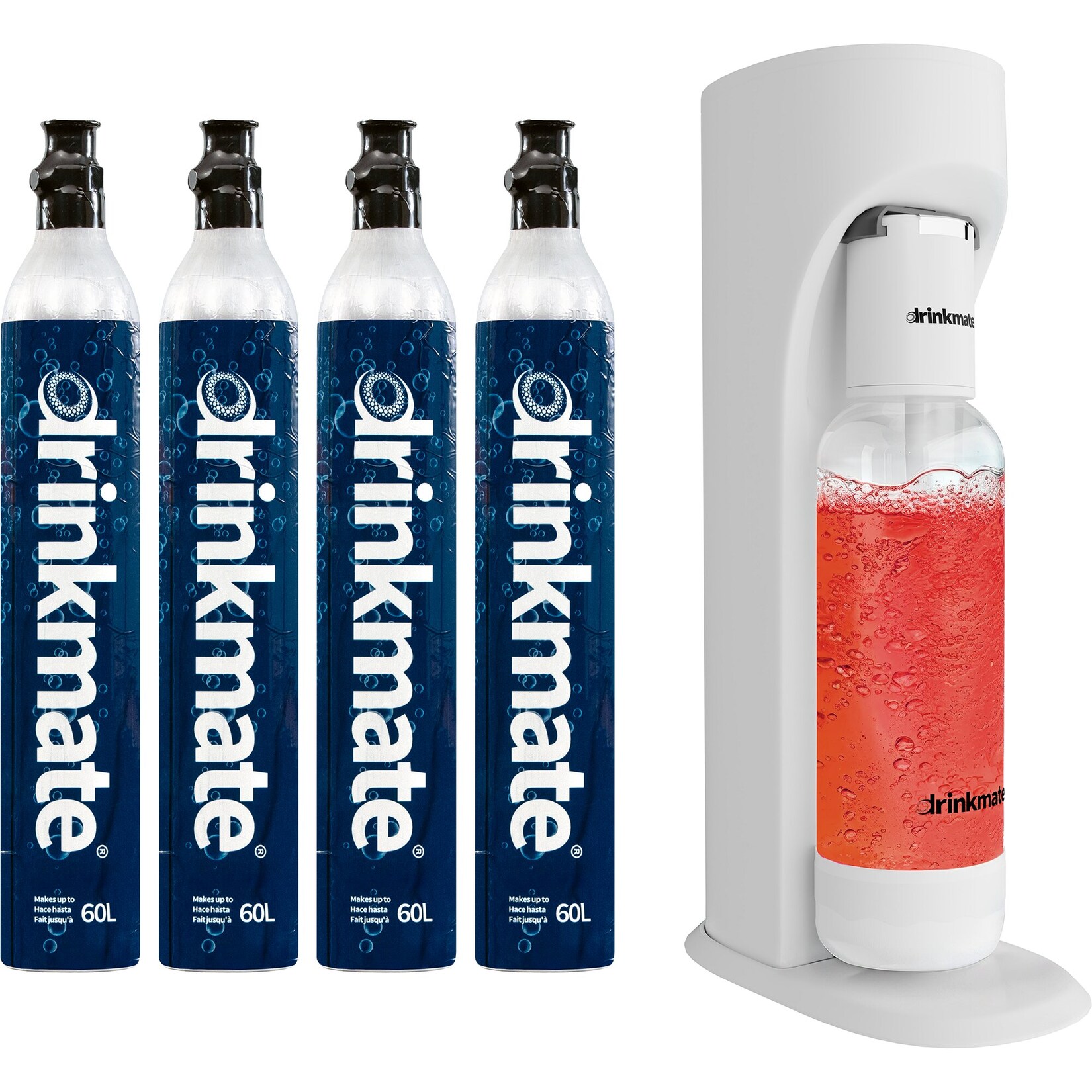 OmniFizz Sprudelwasser- und Sodabereiter, mit vier  CO2-Flaschen, Klassisches Weiß