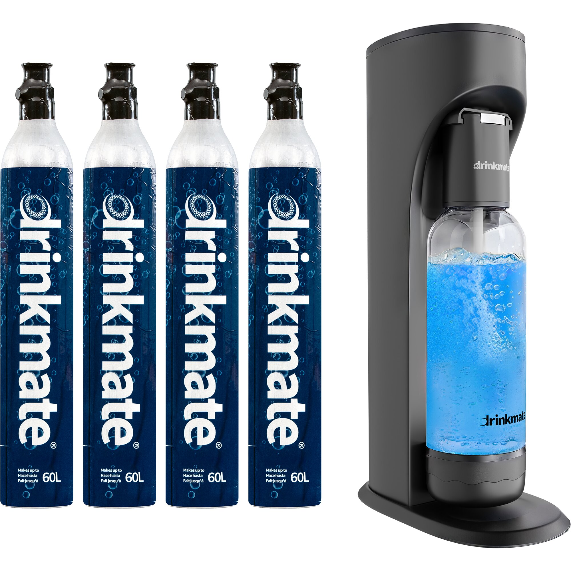 Drinkmate OmniFizz Sprudelwasser- und Sodabereiter, mit vier 425g CO2-Flaschen, Matt-schwarz - Bild 1