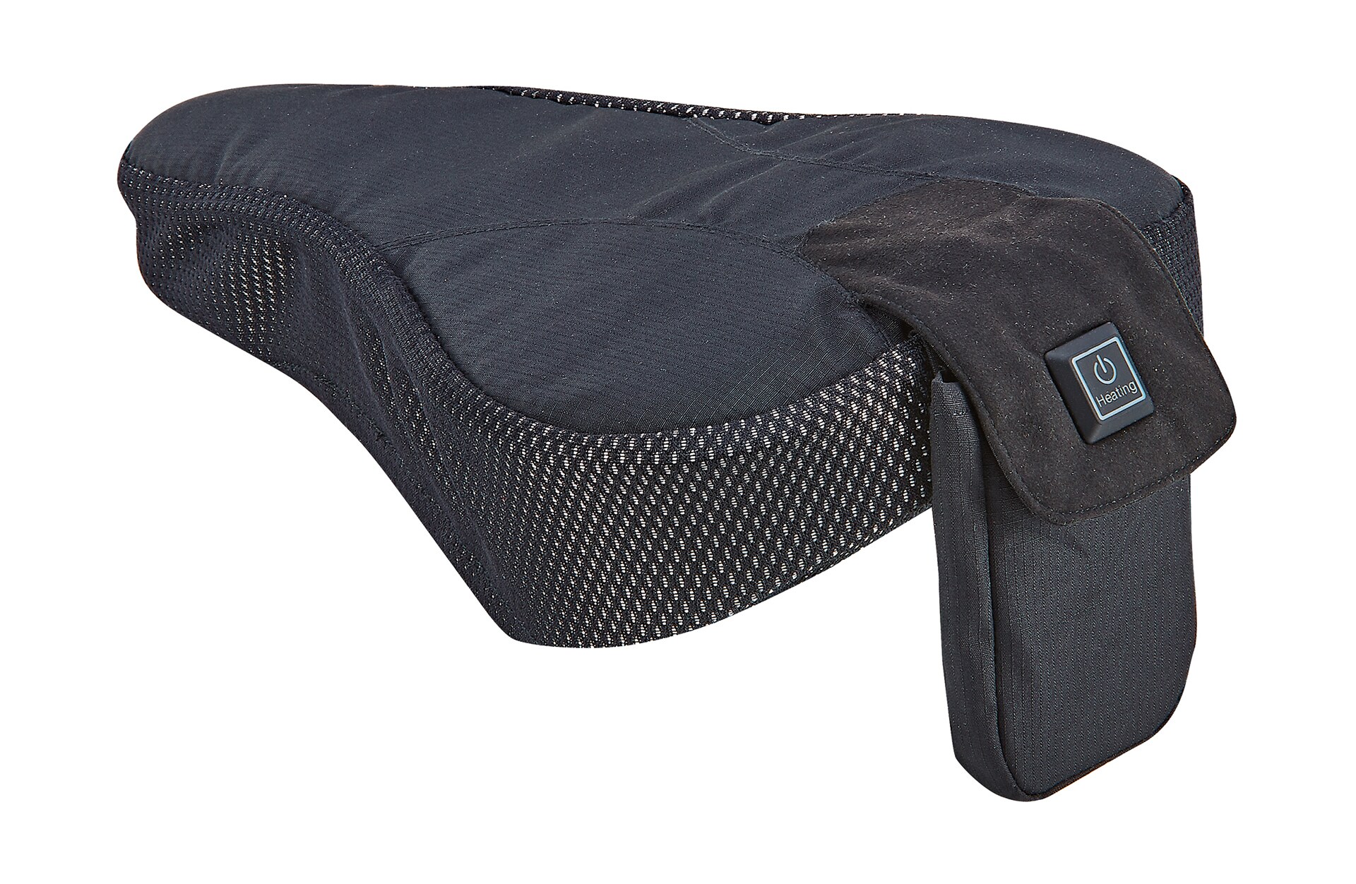 Beheizbarer Sattelbezug, mit Li-Ion Akku, inkl. Ladekabel, rutschfeste Unterseite mit Kordelzug, Farbe: schwarz - Bild 1