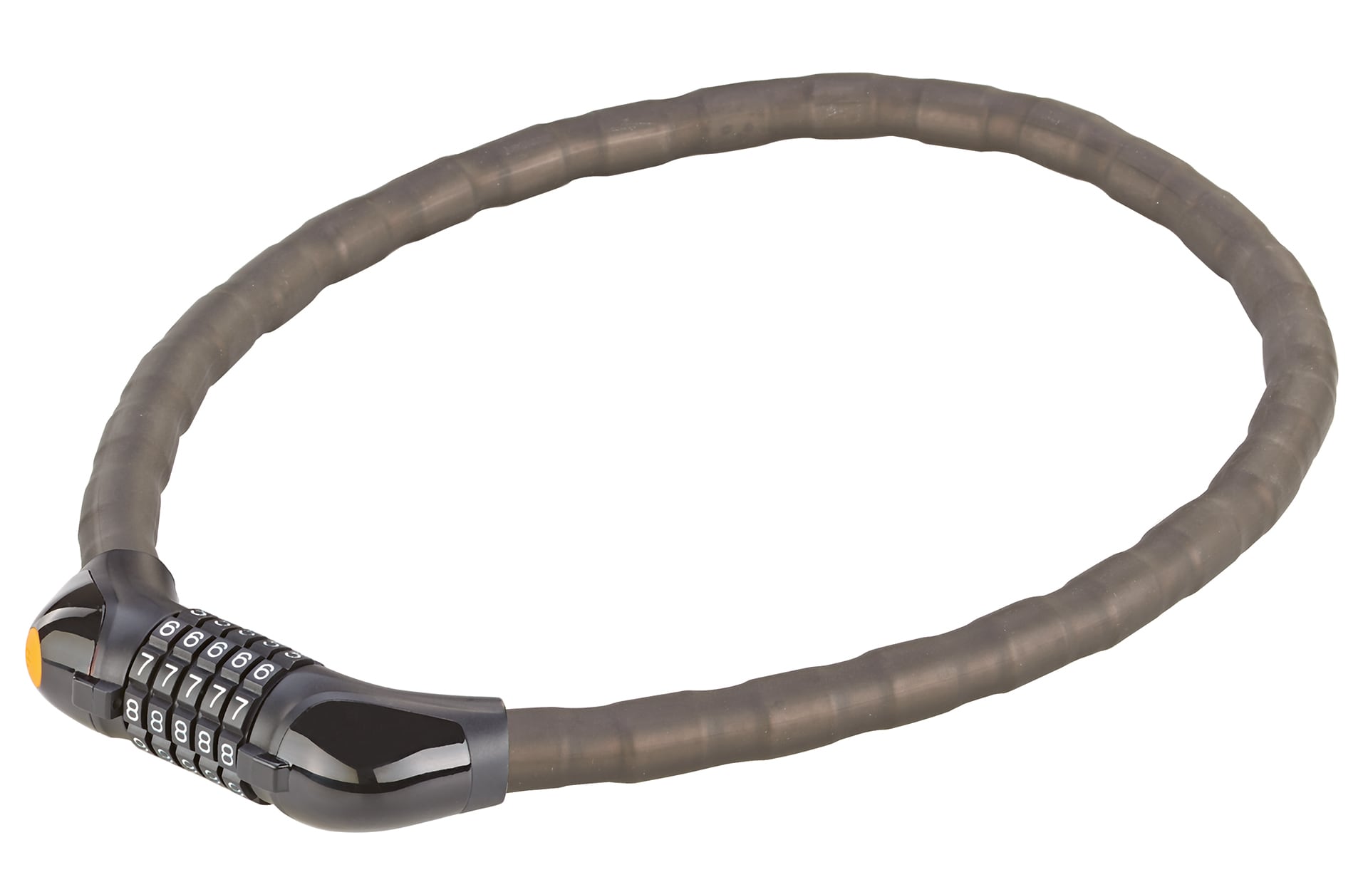 Zahlen-Panzerkabelschloss, 5-Zahlen-Kombination, LED-beleuchtete Zahlenwalze, frei kodierbar, L&auml;nge: 100 cm - Bild 1