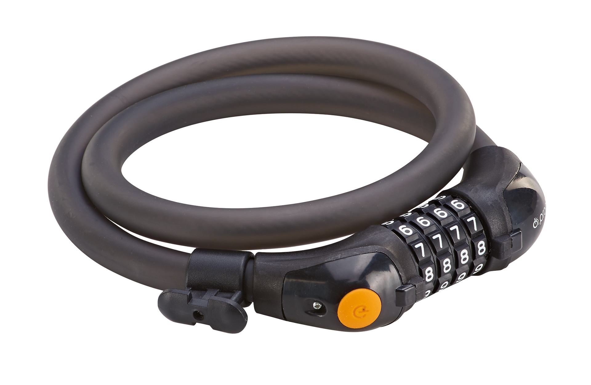 Zahlen-Kabelschloss, 4-Zahlen-Kombination, LED-beleuchtete Zahlenwalze, frei kodierbar, L&auml;nge: 80 cm - Bild 1