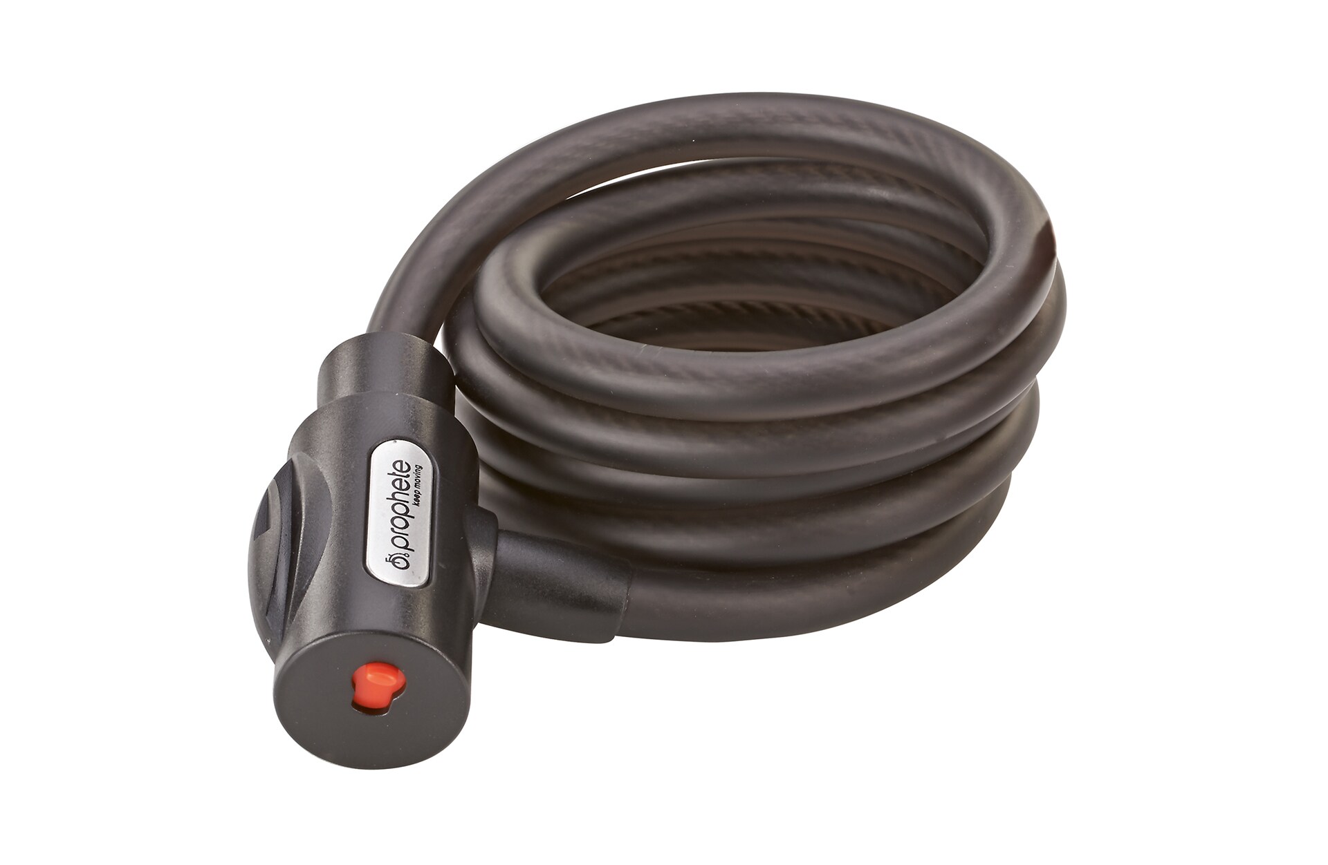 Spiralkabelschloss, inkl. 2 Laser-Cut Schl&uuml;ssel (1x mit LED), Schlie&szlig;automatik, Staubschutzkappe, inkl. Halterung f&uuml;r Sattelst&uuml;tze, L&auml;nge: 150 cm - Bild 1