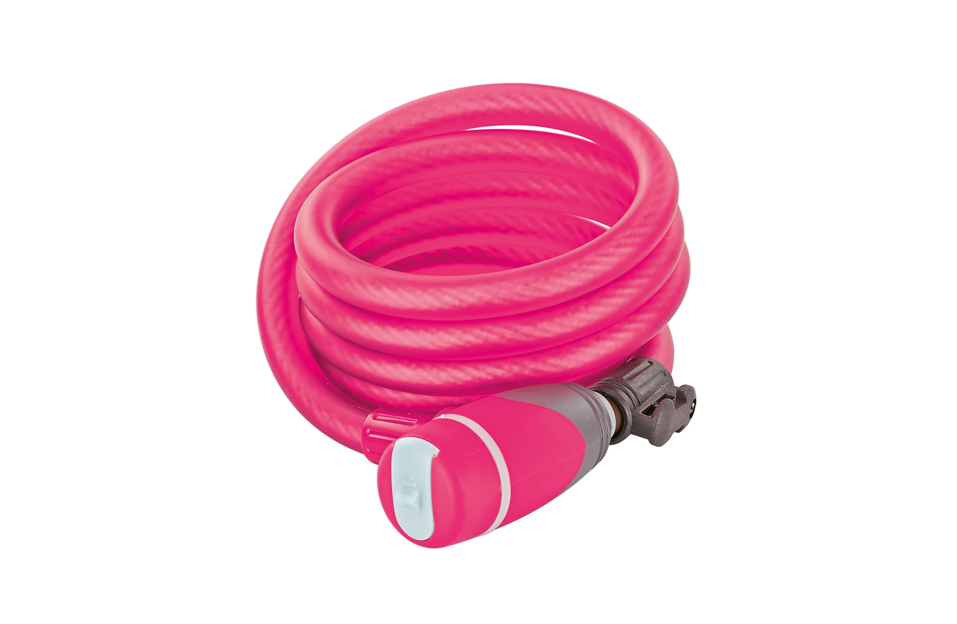 Spiralkabelschloss, inkl. 2 Schl&uuml;ssel (1x mit LED), sehr leicht und flexibel, L&auml;nge: 150 cm, pink - Bild 1