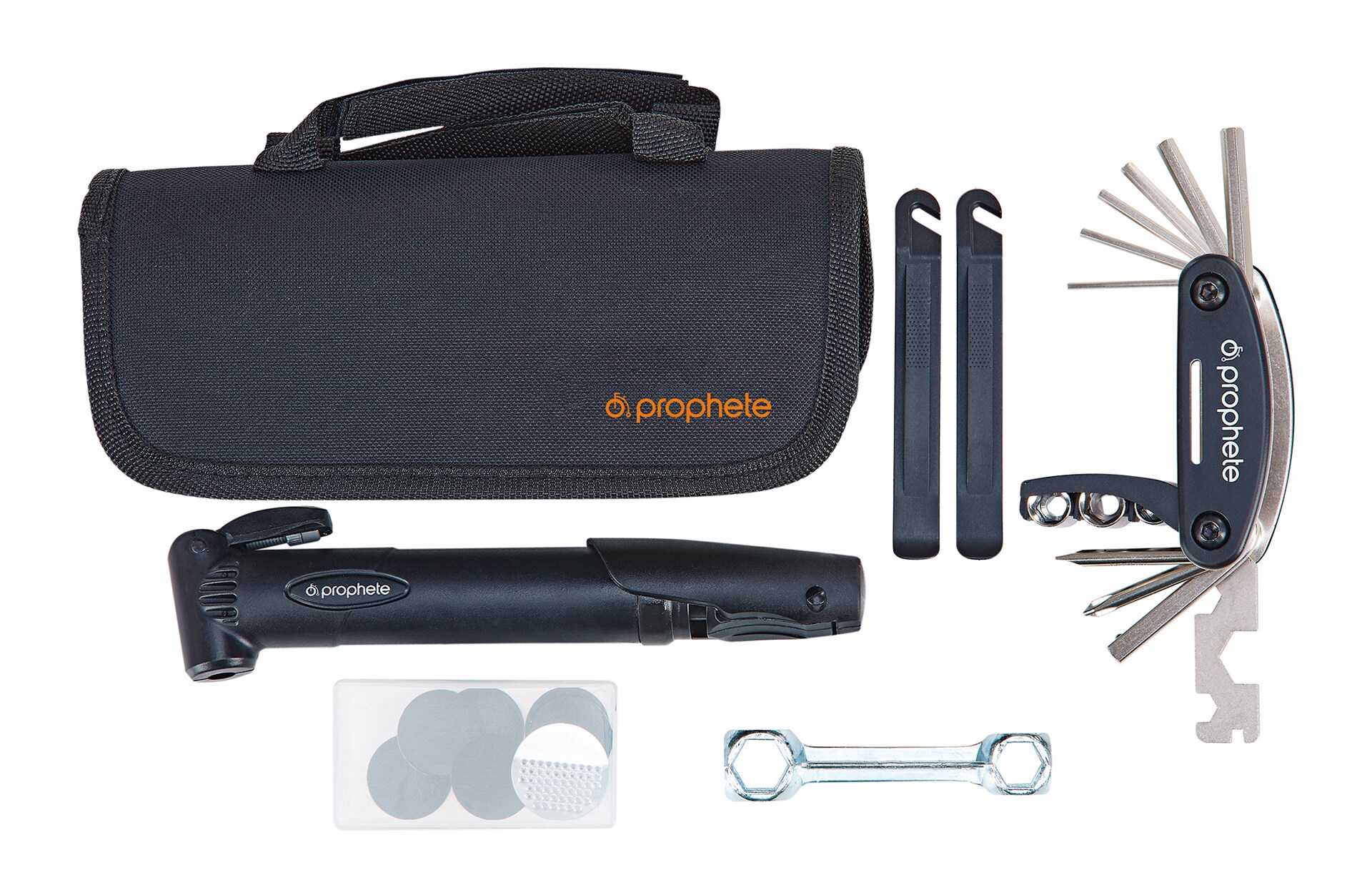 Fahrrad Reparatur-Set, mit Minipumpe, mit Klettverschluss- Rahmenhalterung - Bild 1