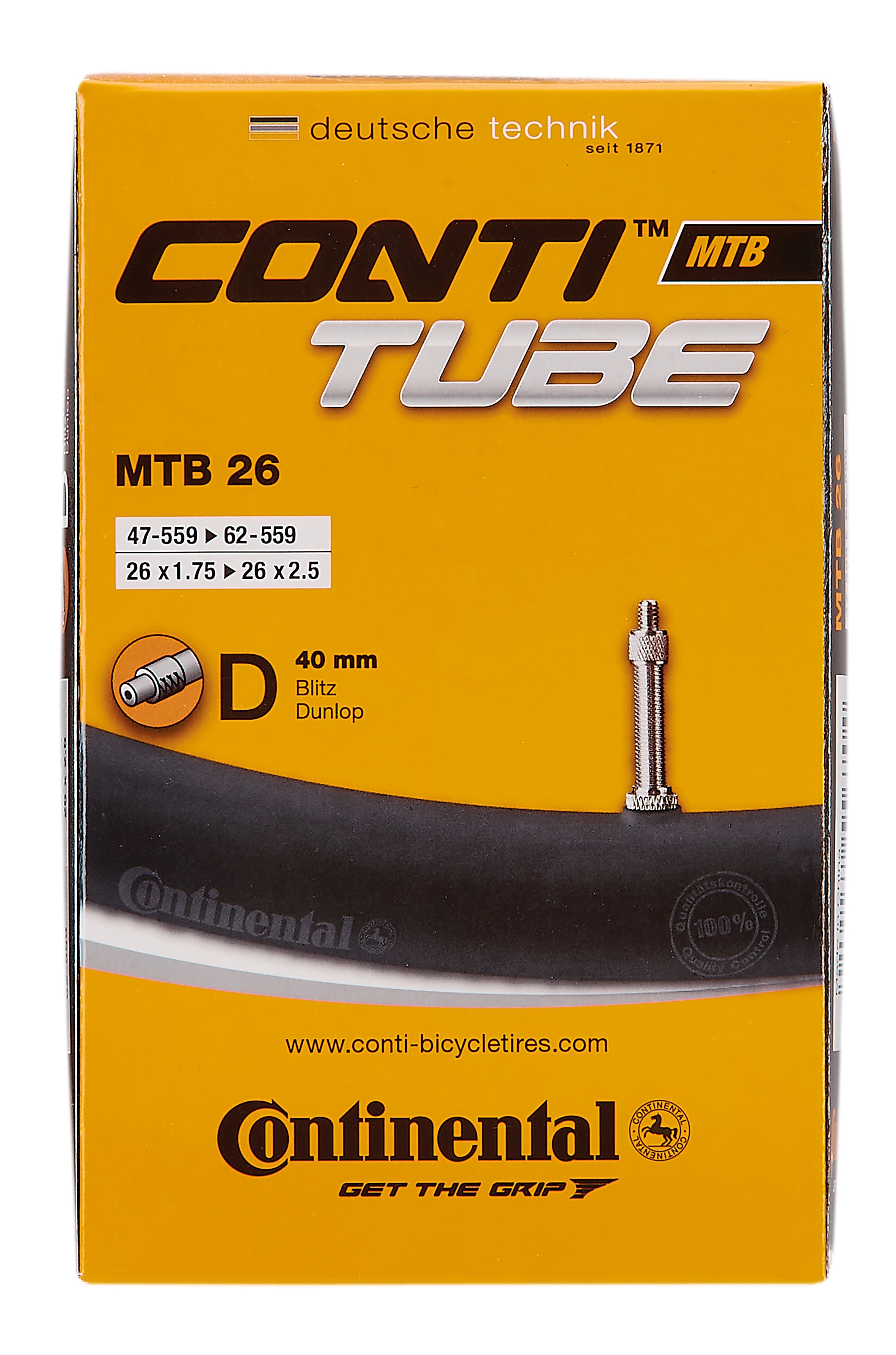 CONTINENTAL-Fahrradschlauch 26" x 1,75 - 2.125, Patentventil - Bild 1