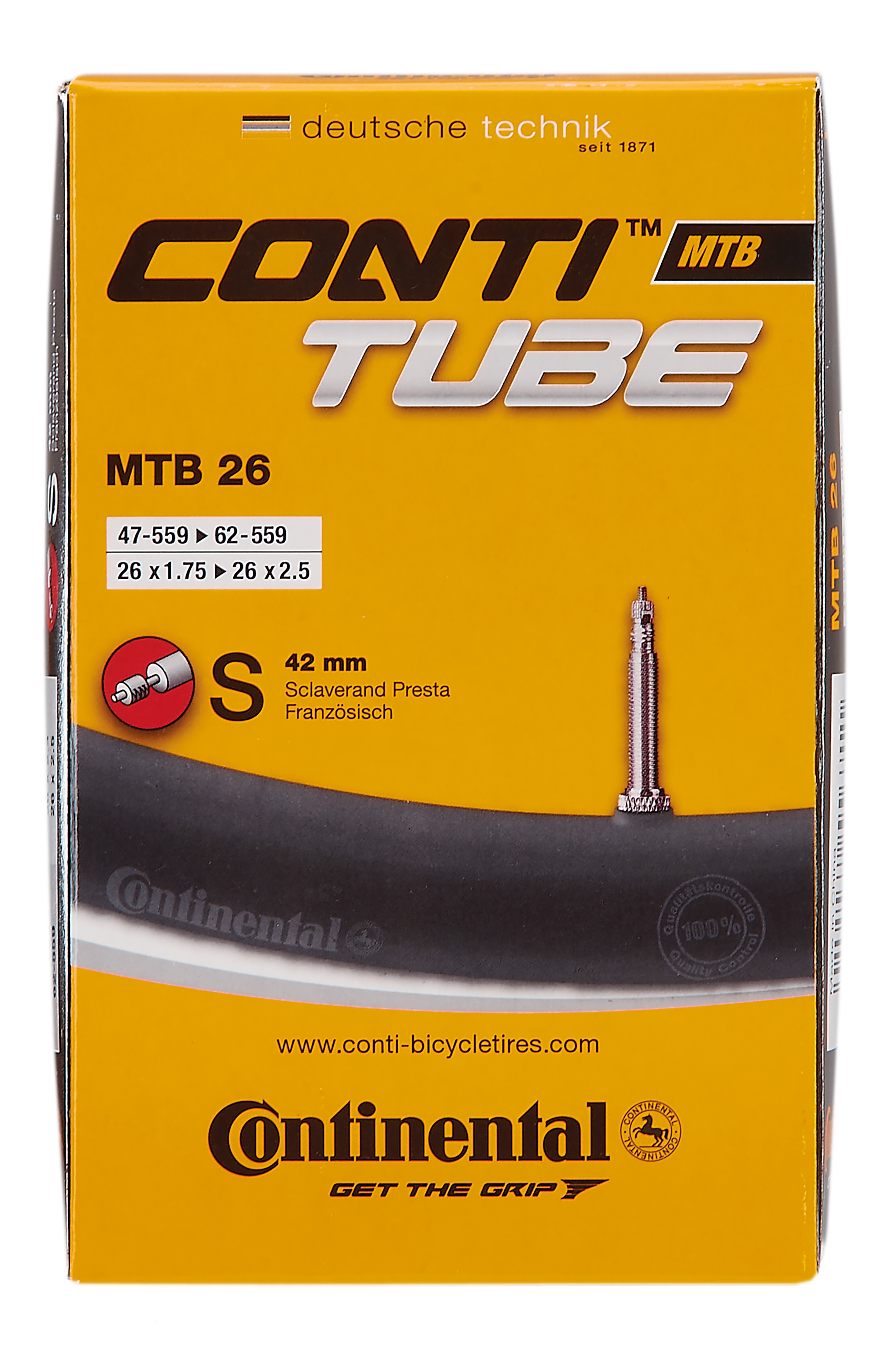 CONTINENTAL-Fahrradschlauch 26" x 1.75 - 2.125, Sclaverandventil - Bild 1