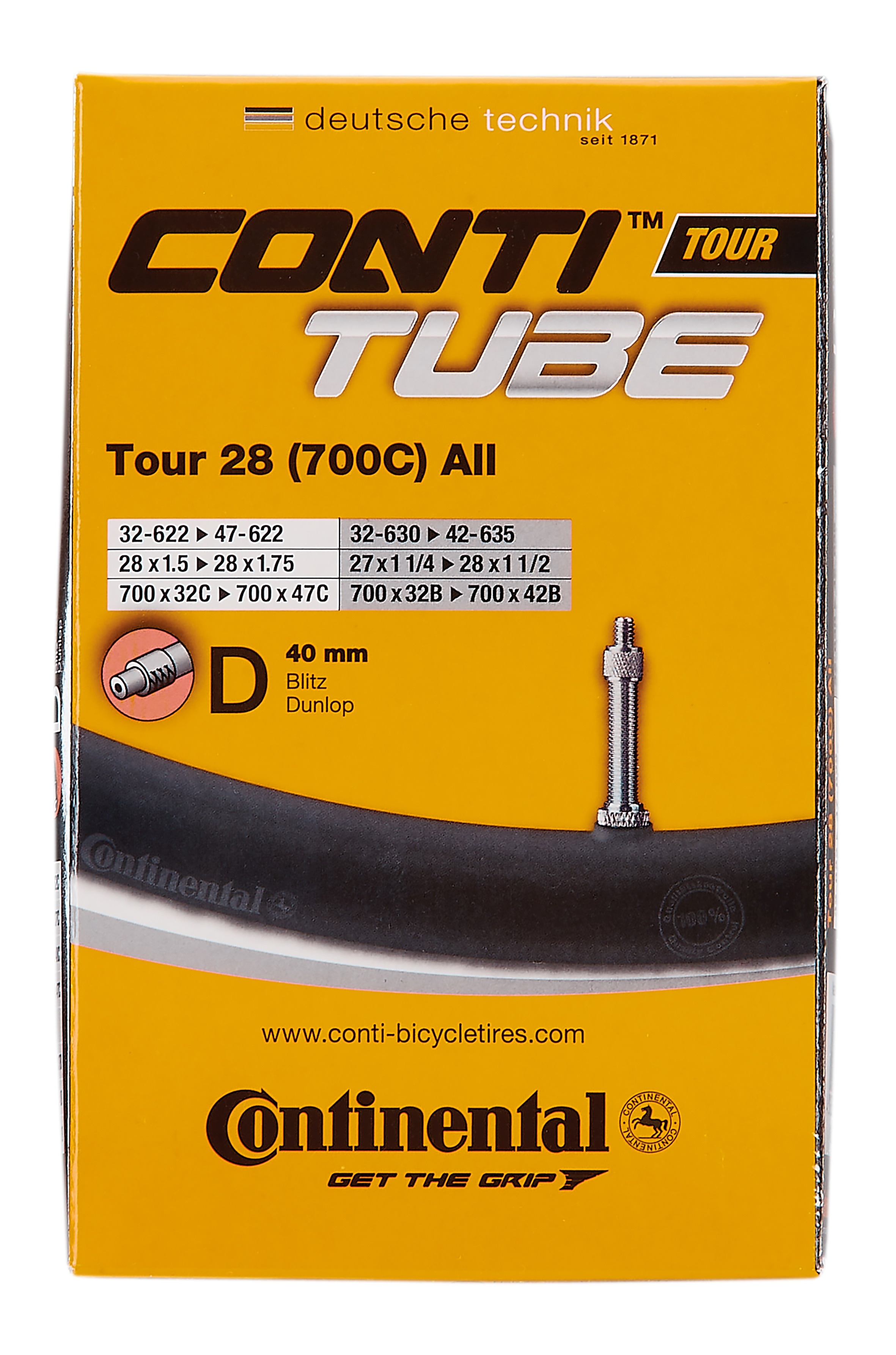 CONTINENTAL-Fahrradgruppenschlauch, 27" x 1 1/4 - 28" x 1.75, Patentventil - Bild 1