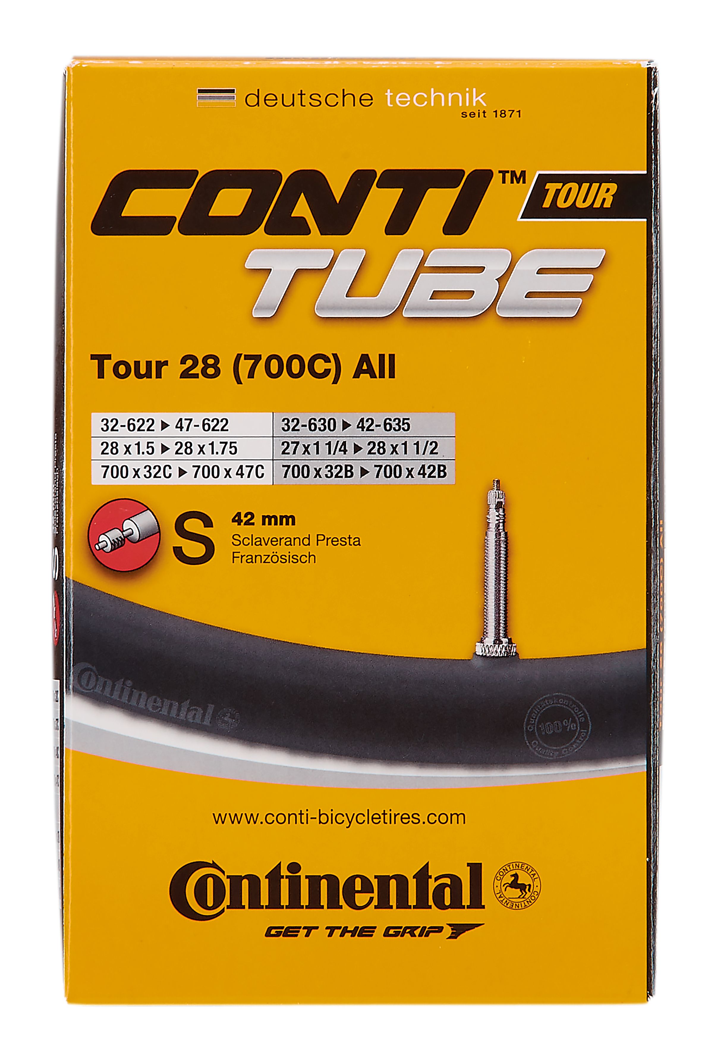 CONTINENTAL-Fahrradgruppenschlauch, 27" x 1 1/4 - 28" x 1.75, Sclaverandventil - Bild 1