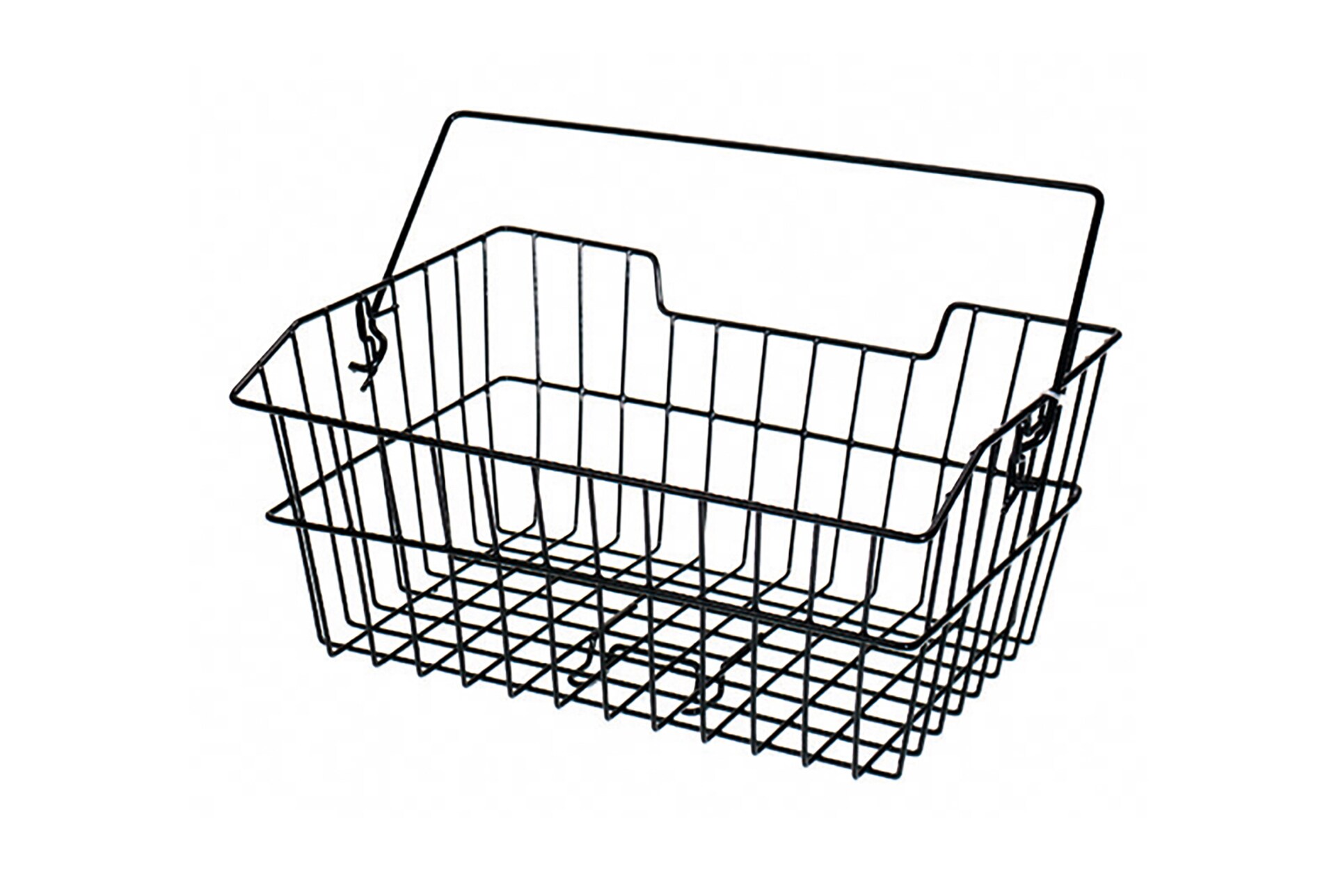 Fahrradkorb, engmaschiges Wabengitter, werkzeugfreie Gep&auml;cktr&auml;germontage, PE-Kunststoffbeschichtet, Farbe: schwarz - Bild 1