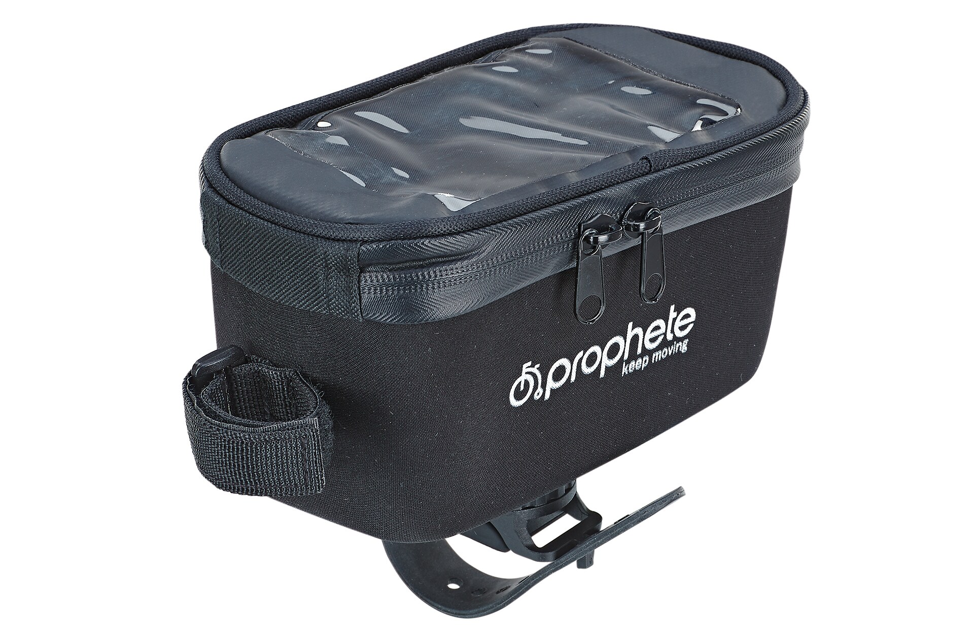 Oberrohrtasche, wasserabweisend, mit Smartphone-Fach f&uuml;r Smartphones bis 5,5", Volumen: 1 Liter, Farbe: schwarz - Bild 1