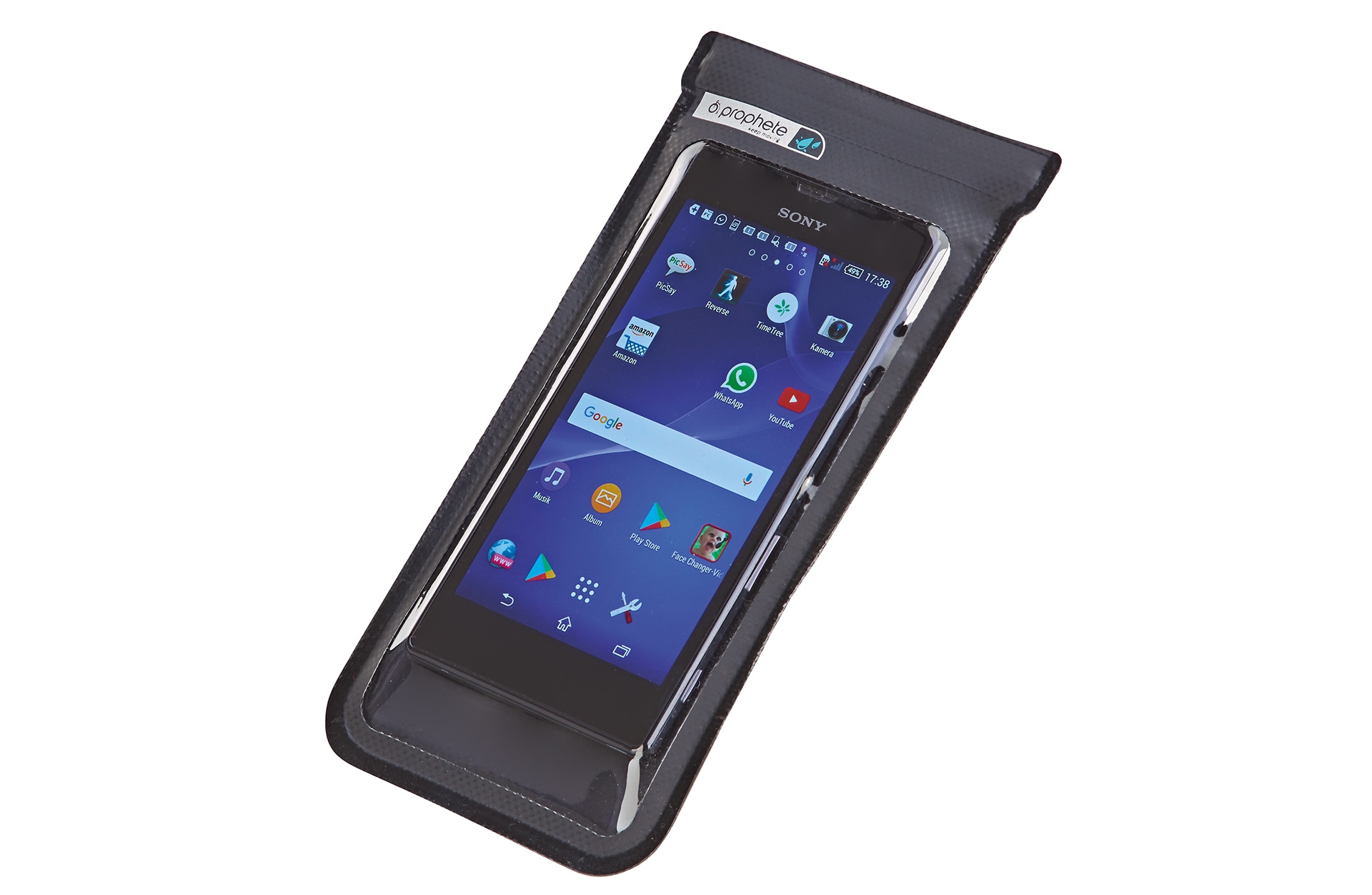 Smartphone-Tasche, zur Lenkermontage, bis zu 5.5&ldquo; geeignet, wasserabweisend, mit Sonnenschutz, Farbe: schwarz - Bild 1