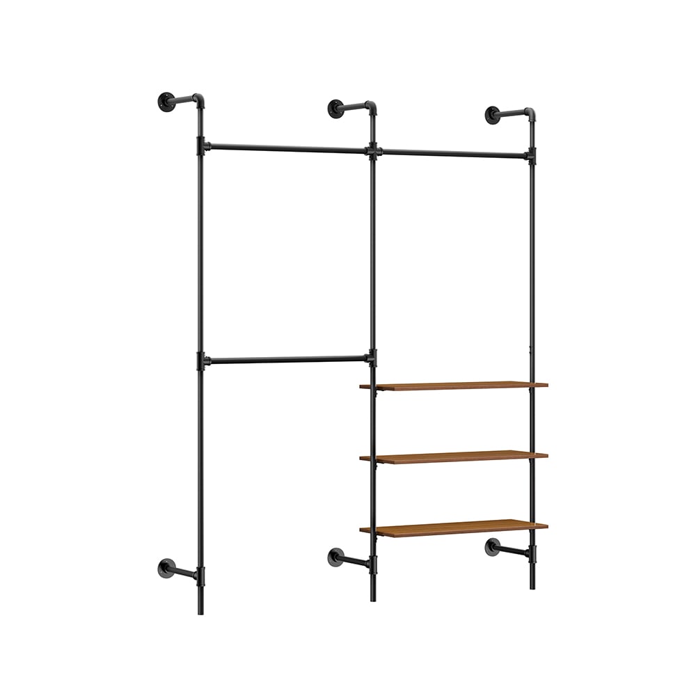 SoBuy Garderobenst&auml;nder mit 3 Shelves Schwarz 168x46x220cm Industriell - Bild 1