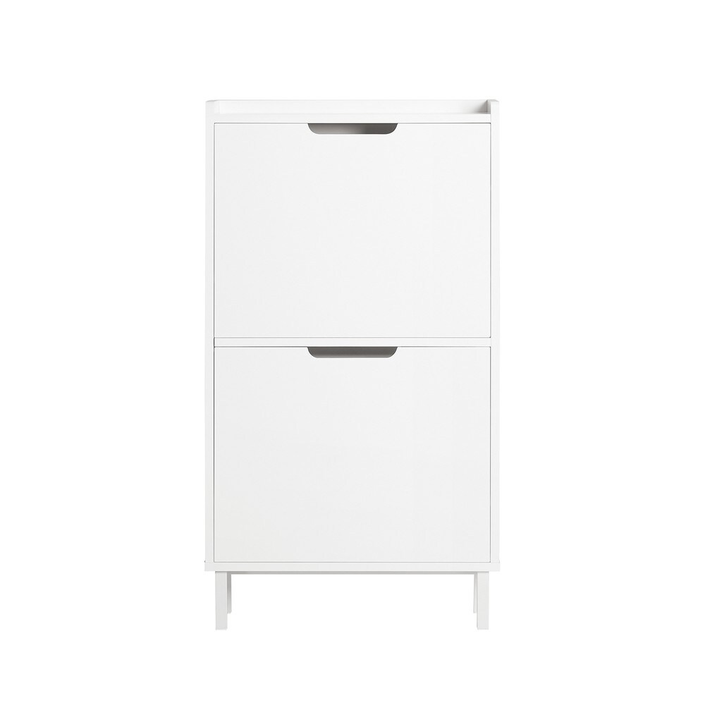 SoBuy Schuhschrank mit 2 Schubladen Weiß 50x19x90cm Minimalistisch