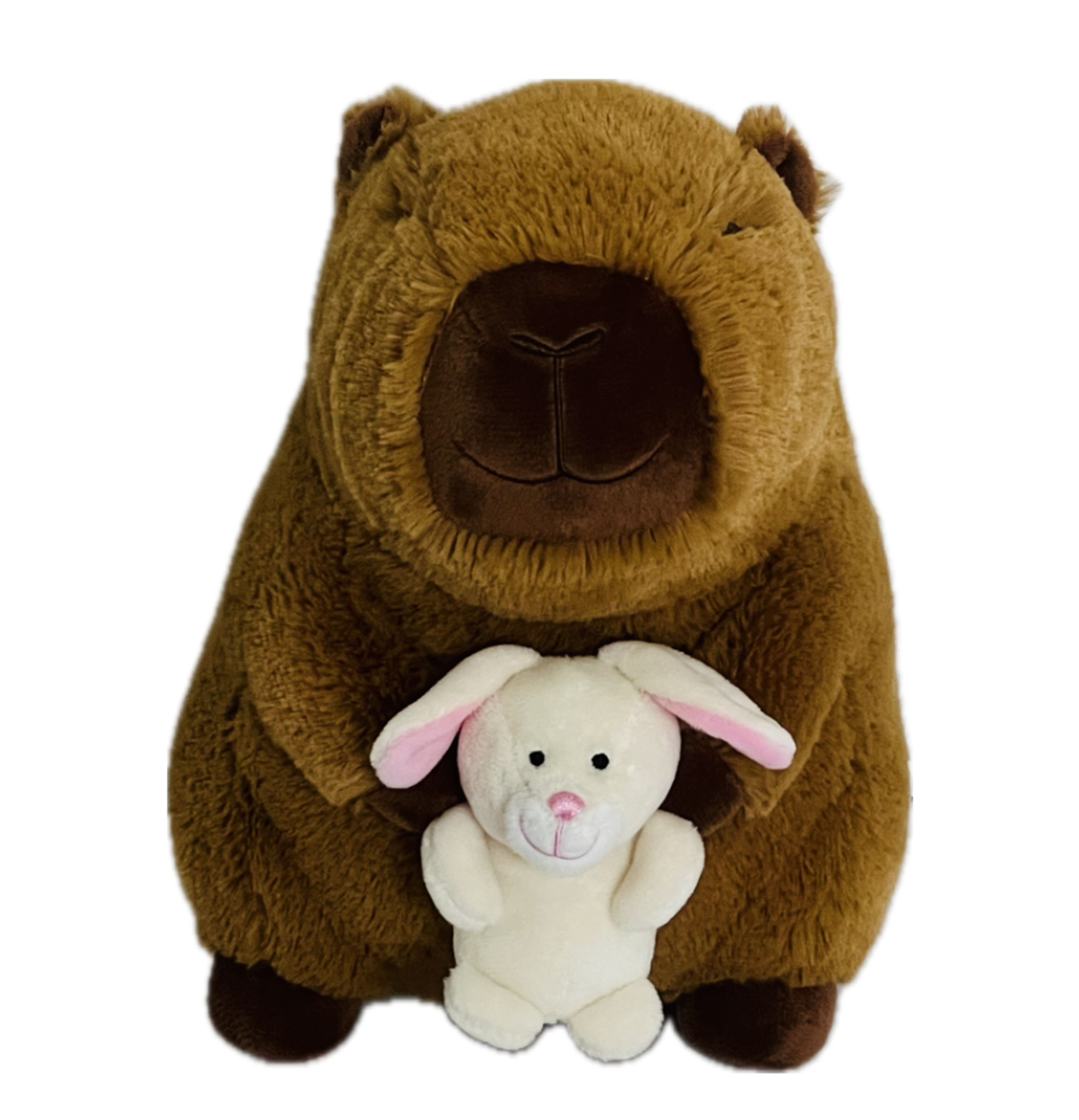 Capybara ca. 25cm mit Mini-Pl&uuml;schtier - Hase - Bild 1