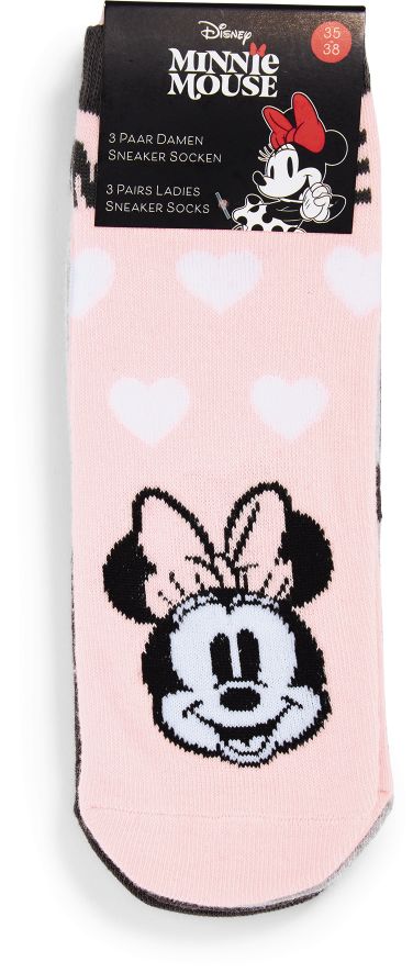 Damen und Herren Socken 3er Pack - Women Sneaker Socks Minnie Mouse Size 35/38 - Bild 1
