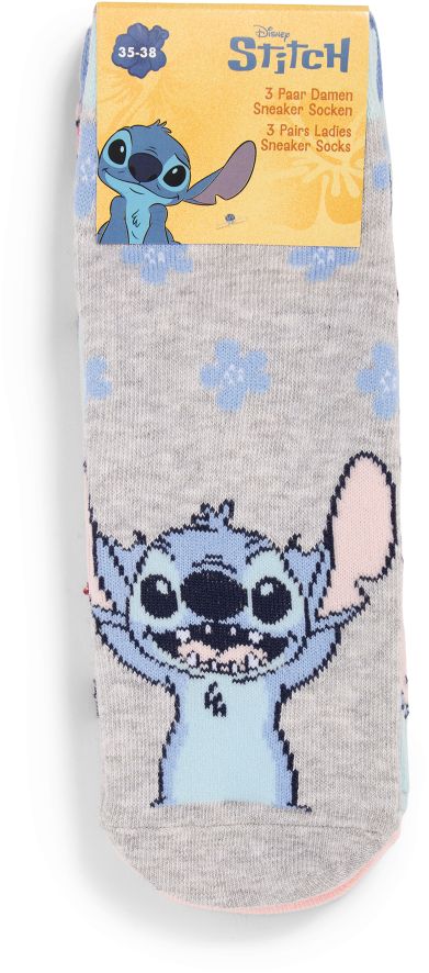 Damen und Herren Socken 3er Pack - Women Sneaker Socks Lilo & Stich Size 39/42 - Bild 1