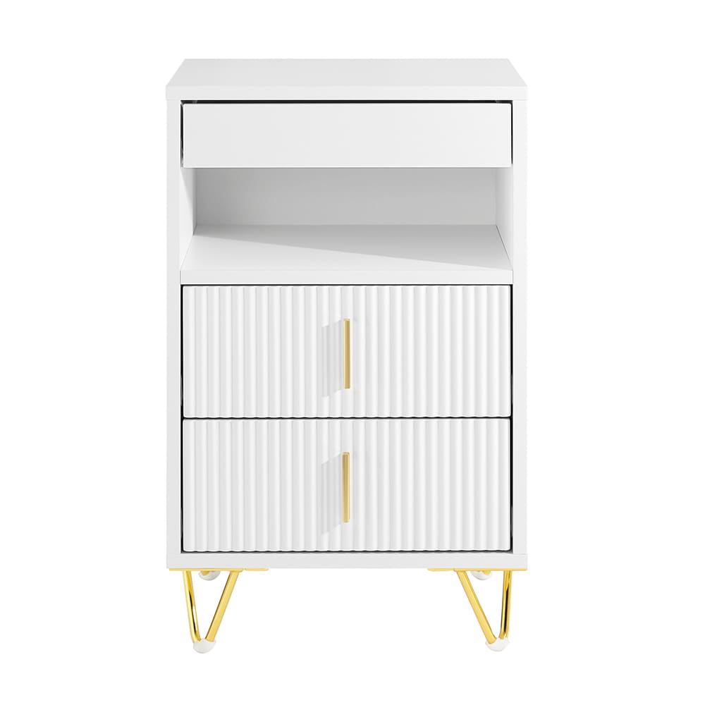 SoBuy Nachttisch mit 3 Schubladen Wei&szlig; 40x40x63cm Modern - Bild 1