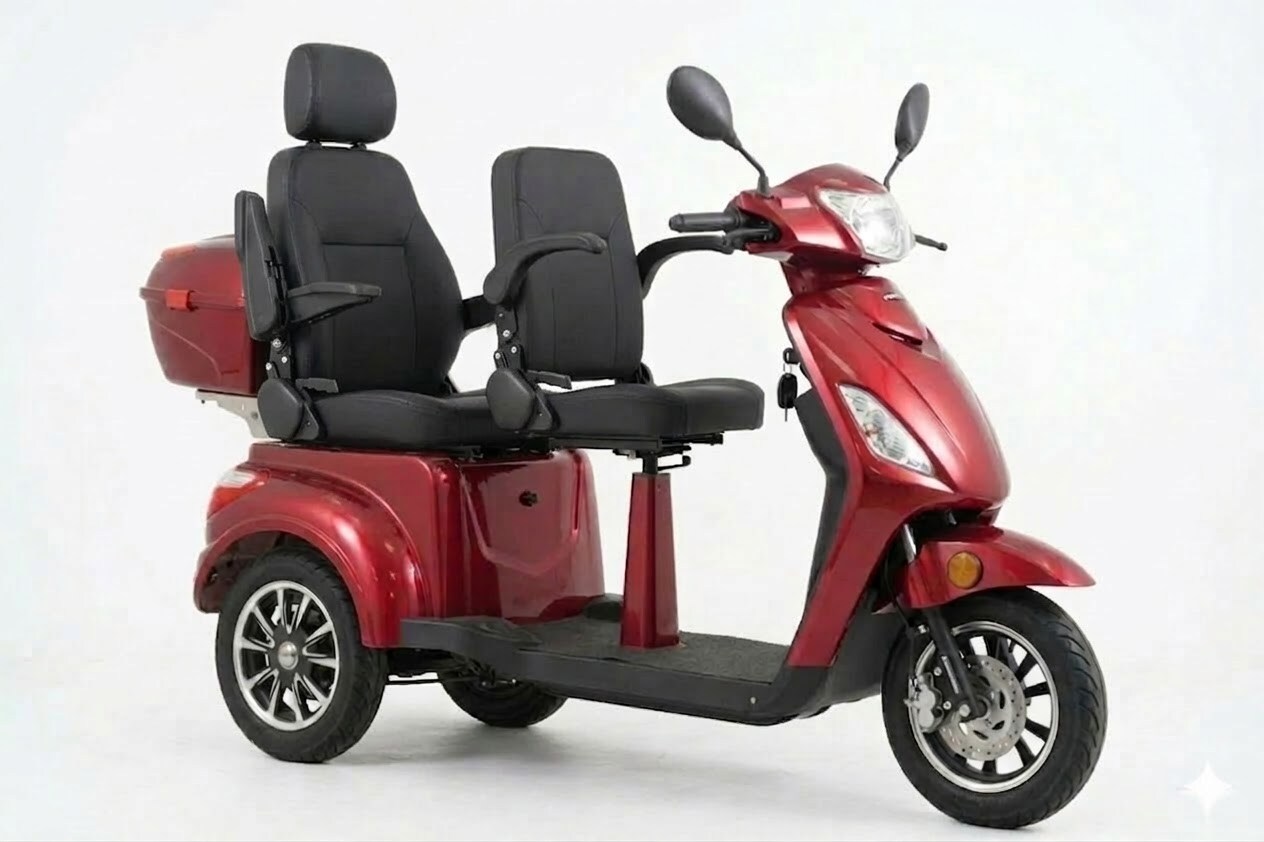 ECONELO E-Seniorenmobil Billy 2.0, Lithium-Akku, 3-Rad, 60V, 1000 Watt, groß Sitz, Rot