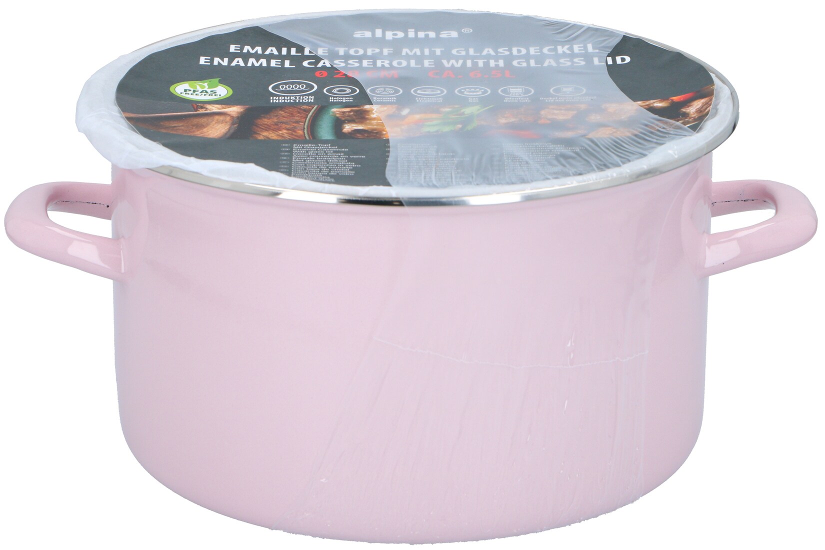 Emaille Kochtopf 28 cm pink