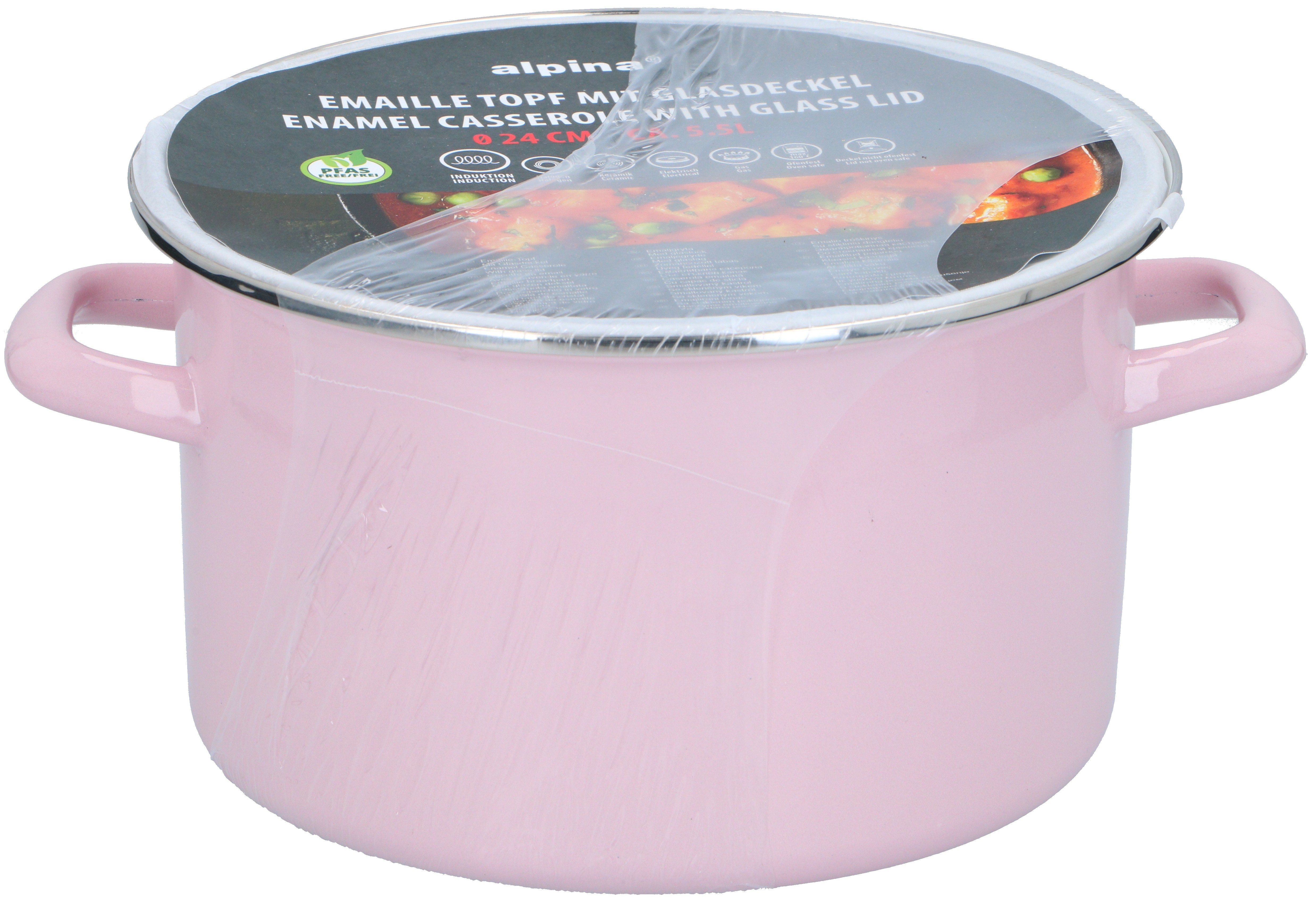 Alpina Emaille Kochtopf 24 cm pink - Bild 1