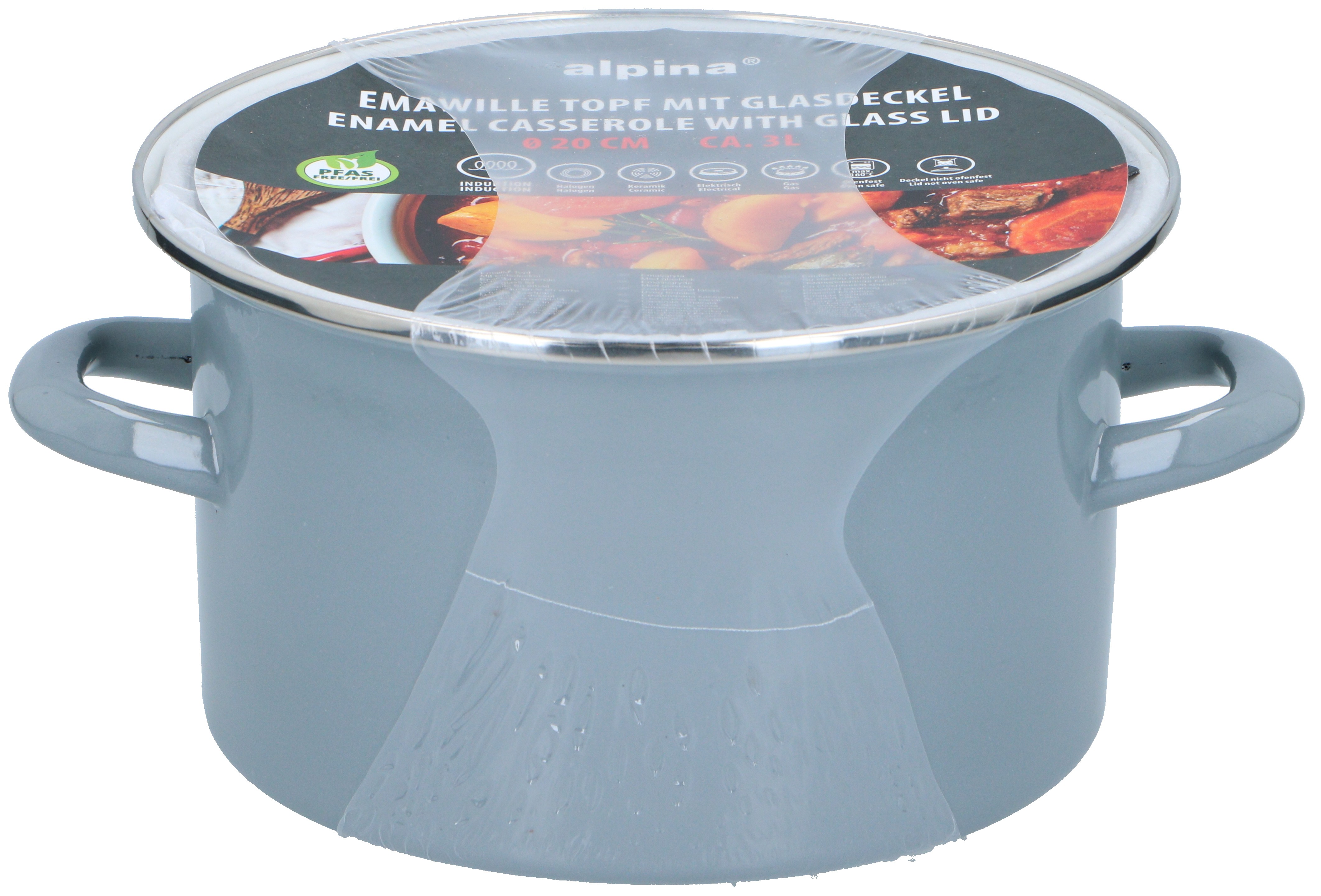 Alpina Emaille Kochtopf 20 cm grau - Bild 1