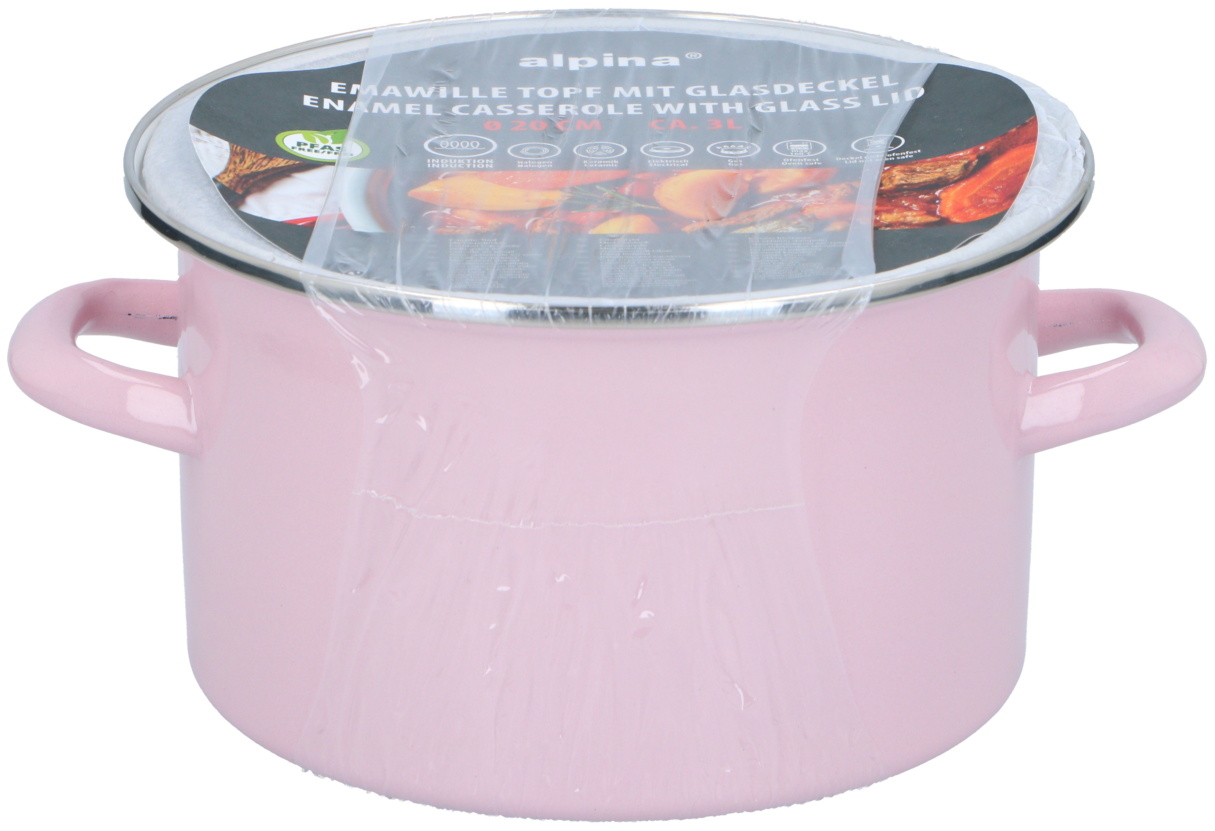 Alpina Emaille Kochtopf 20 cm pink - Bild 1