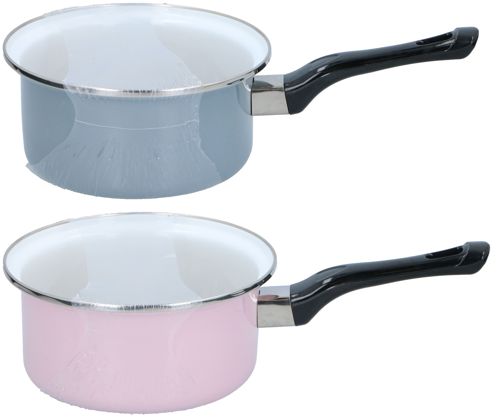 Emaille Stielkasserolle 16cm, grau