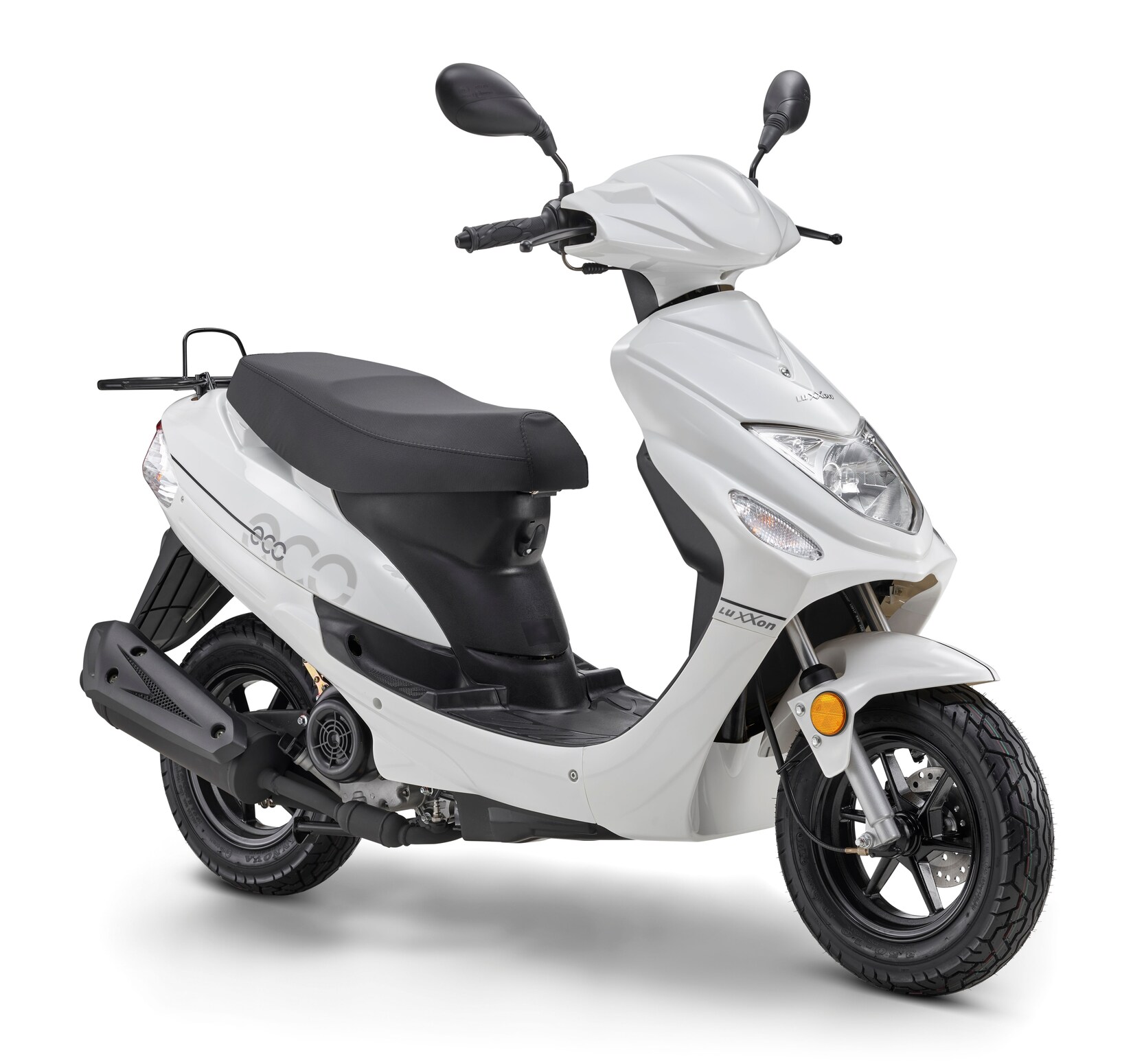 LuXXon Motorroller ECO (45km/h) E5 EFI, weiß – 50ccm 4-Takt, 2,2kW/3PS, 1,9l/100km, 10″ Reifen, mit Staufach, StVZO | 04000420311713
