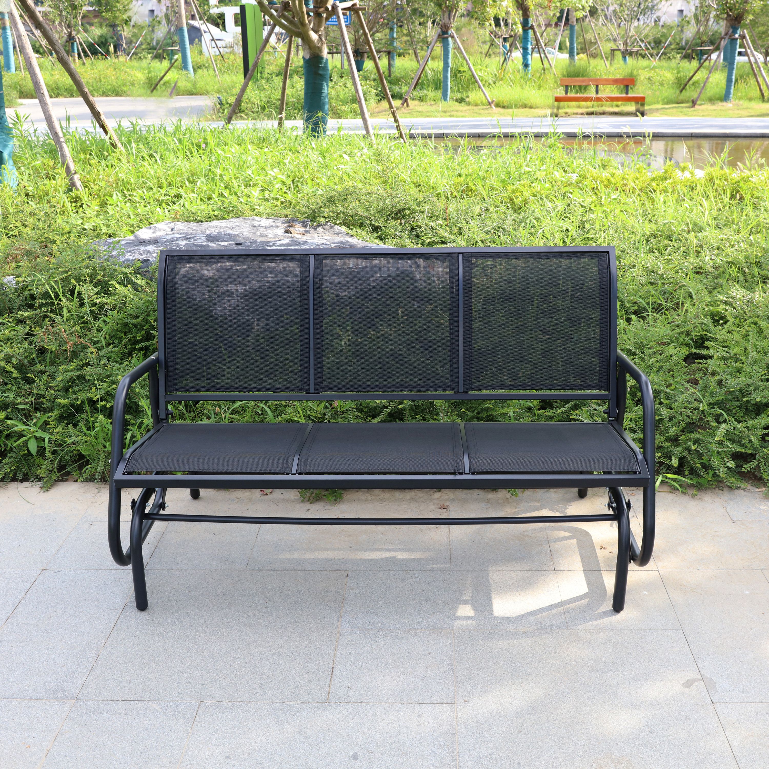 3-Sitzer Garten Schaukelbank, ca. 151 x 70 x 83 cm - Schwarz - Bild 1