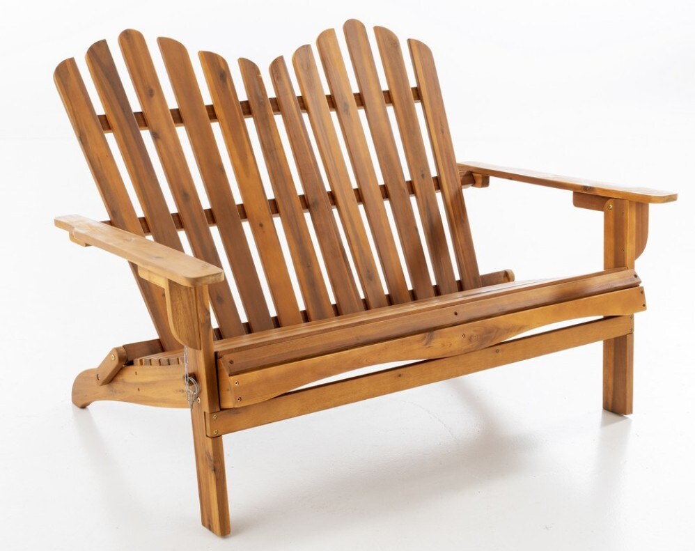 2-Sitzer Adirondack-Gartenbank klappbar aus Akazienholz, ca. 125 x 80 x 94 cm &ndash; Hellbraun - Bild 1