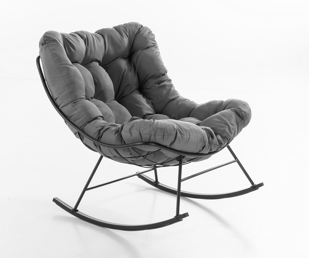 Schaukelstuhl aus Stahl mit Kissen, ca. 100 x 95 x 84 cm - Anthrazit - Bild 1