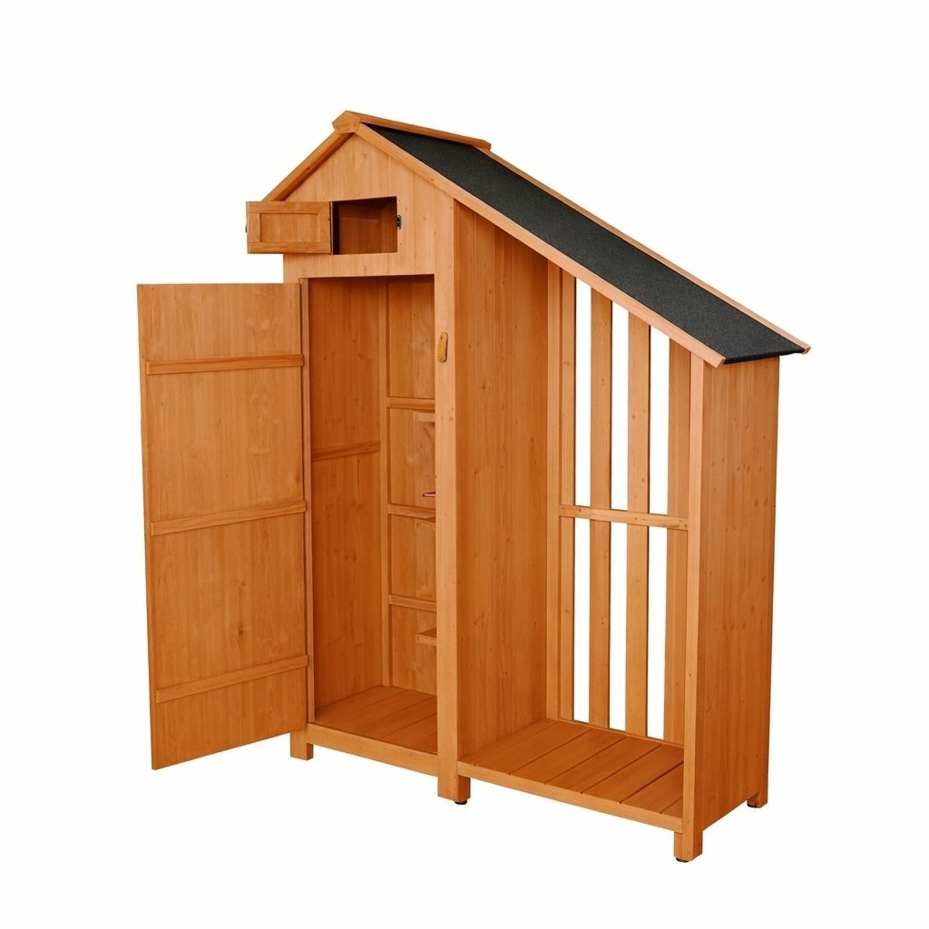 Werkzeugschrank aus Holz mit Anbau, ca. 131 x 54 x 180 cm - Braun
