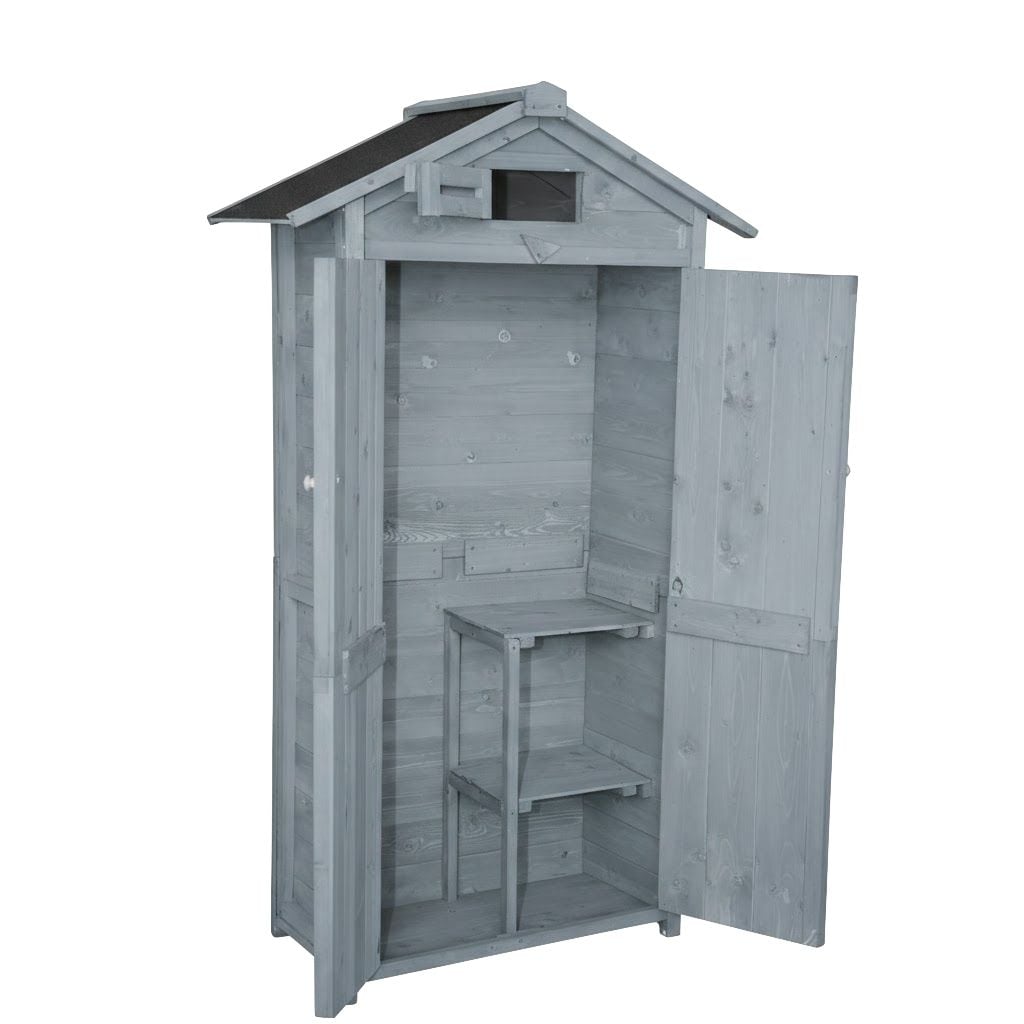 Werkzeugschrank aus Holz, ca. 88 x 45,5 x 168 cm - Grau - Fenster - Bild 1