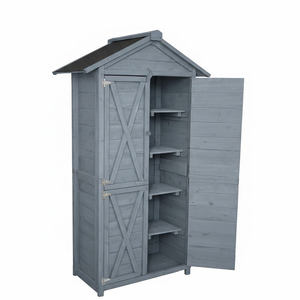 Werkzeugschrank aus Holz, ca. 88 x 45,5 x 168 cm - Grau - Bild 1