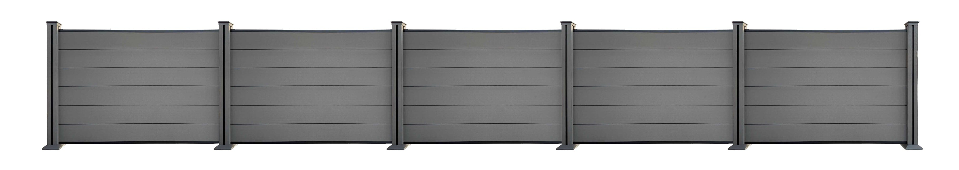 WPC-Sichtschutzzaun Valla 5x Element + 6x Pfosten - Grau - Bild 1