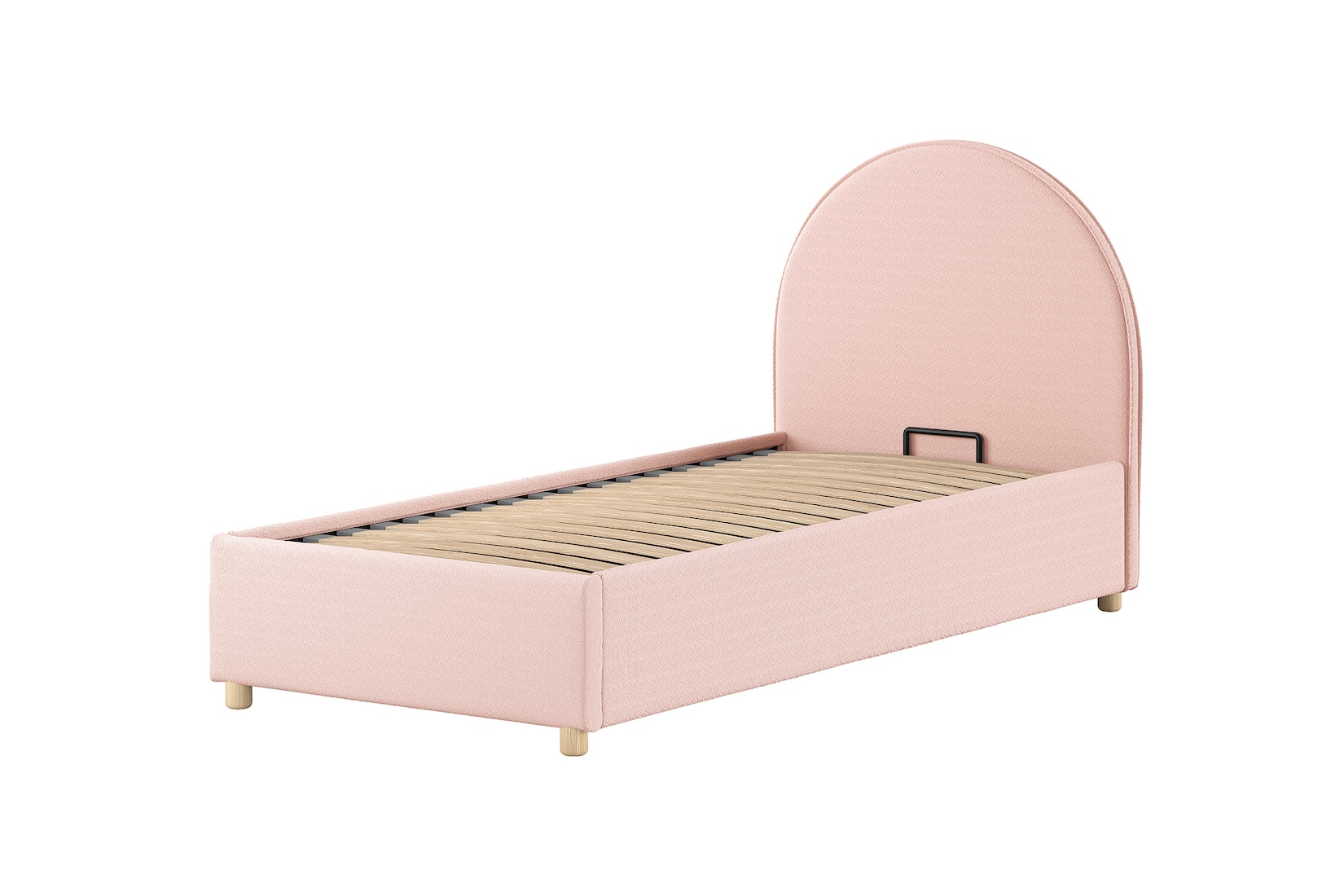 MOON Polsterbett 90 x 200 cm mit Bettkasten, inkl Lattenrost, Bezug trendiger Boucle Stoff in Rosa