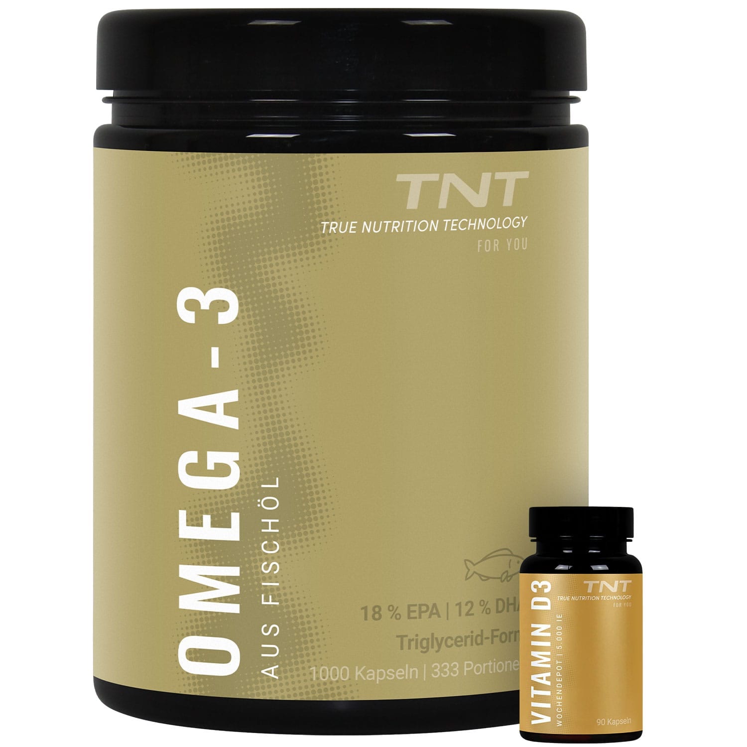 TNT Omega 3 (1000 Kapseln) + Vitamin D3 (90 Kapseln) | O3-D3 Sparbundle - Bild 1