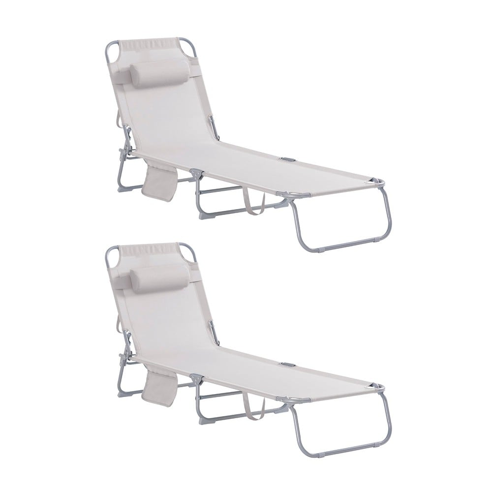 SoBuy Sonnenliegen 2er-Set Beige 167x56x81cm Minimalistisch - Bild 1