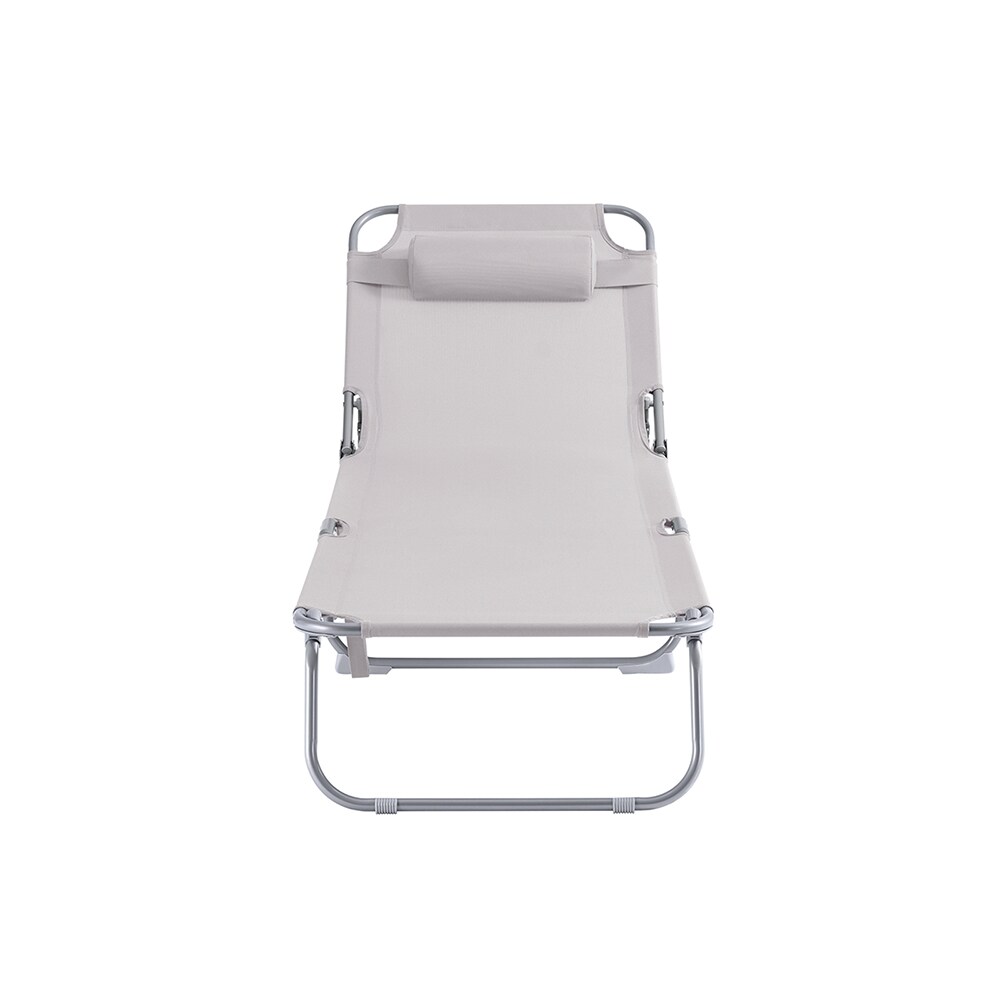 SoBuy Sonnenliege mit Kopfkissen und Seitentasche Beige 167x56x81cm Modern | 04251388600405