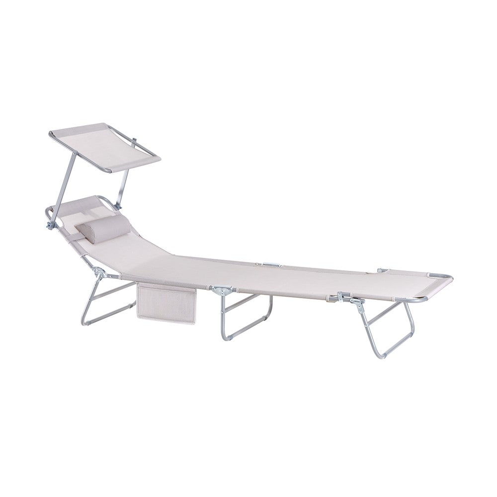 SoBuy Klappbares Sonnenliegen-Set f&uuml;r 2 Personen Beige 215x72x90cm Modern - Bild 1
