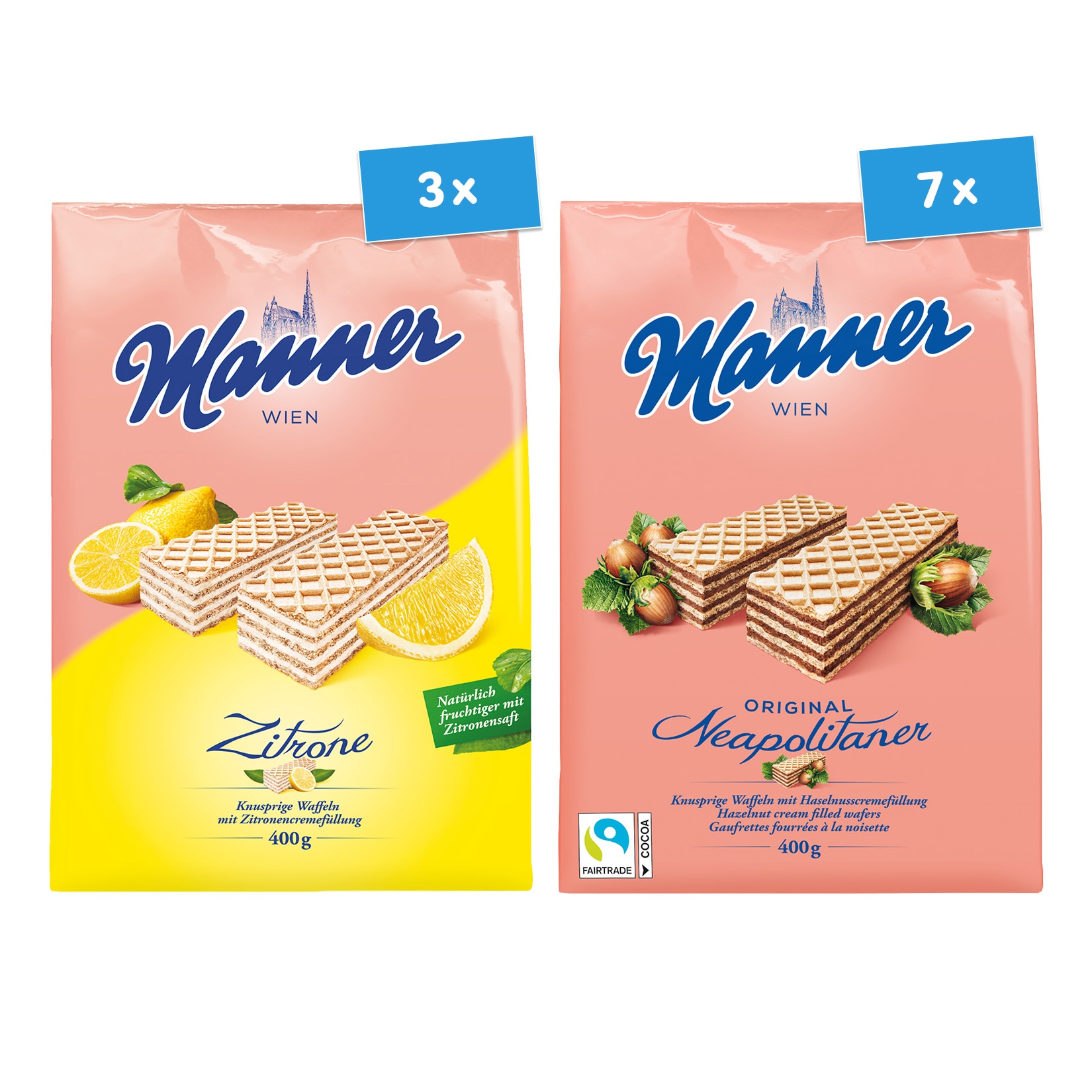 Manner Neapolitaner & Zitronen Schnitten 400g, 10er Pack - Bild 1