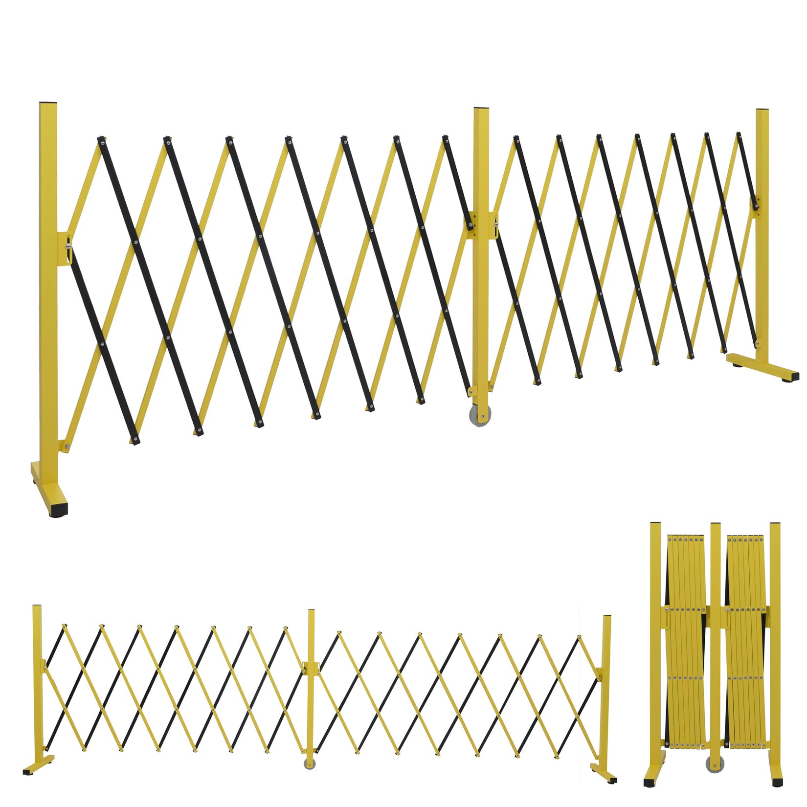 Alu Absperrgitter MCW-B34, Scherengitter Zaun Schutzgitter ausziehbar, 103x52-400cm ~ gelb-schwarz