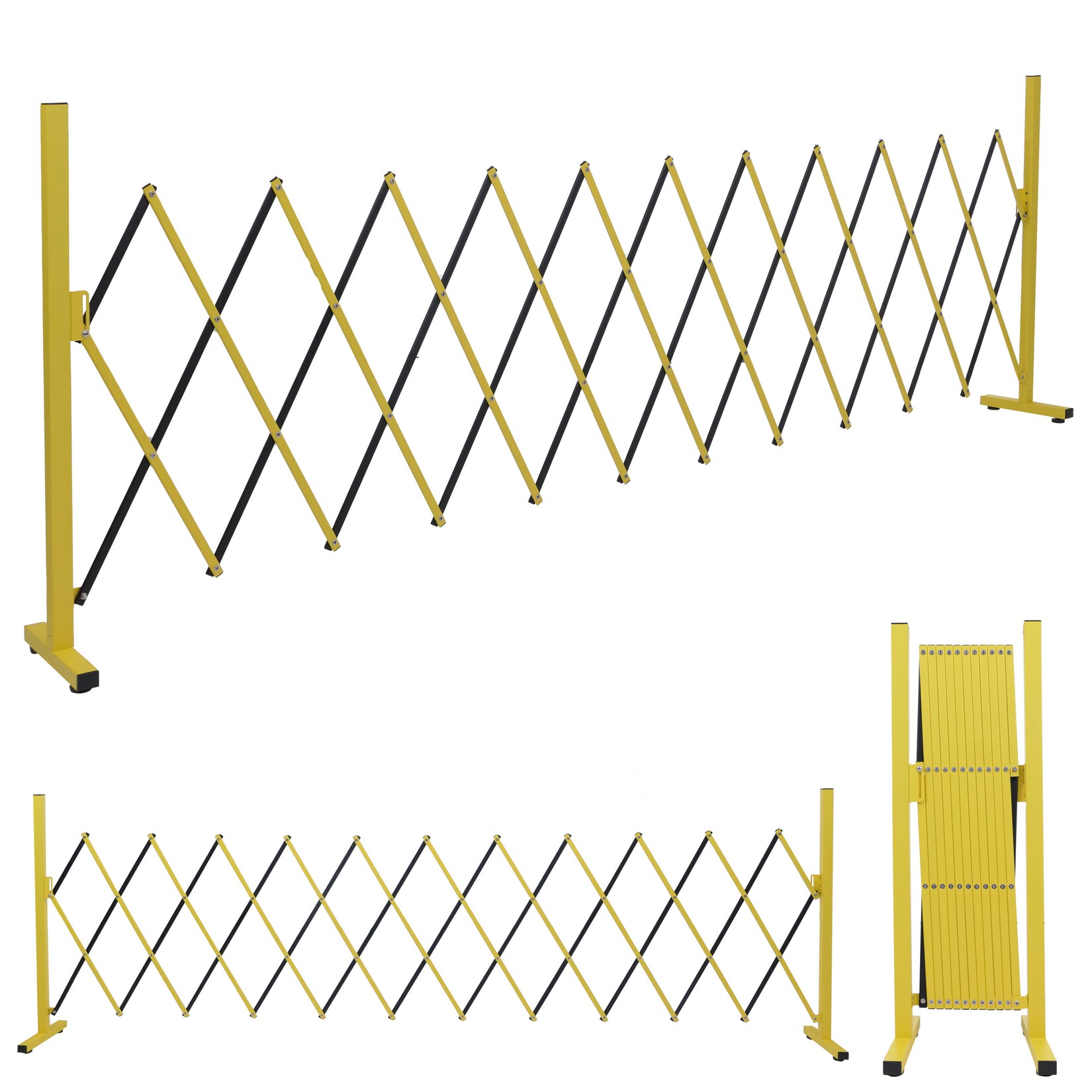 Alu Absperrgitter MCW-B34, Scherengitter Zaun Schutzgitter ausziehbar, 103x35-300cm ~ gelb-schwarz