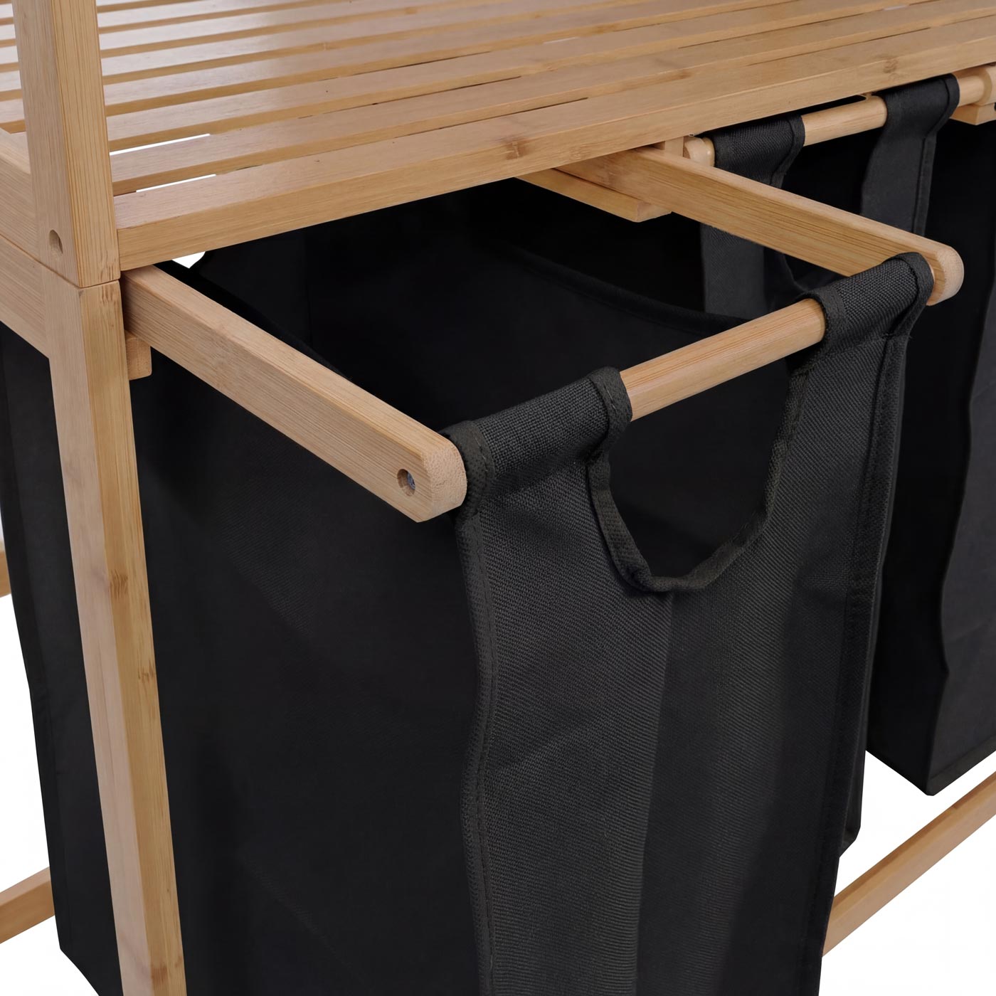 Bambus Wschesammler MCW-P78, Wschesortierer Wschekorb Regal  Wscheorganizer, 3 Ablagen MVG 125x80x40cm 135L ~ schwarz online kaufen bei  Netto