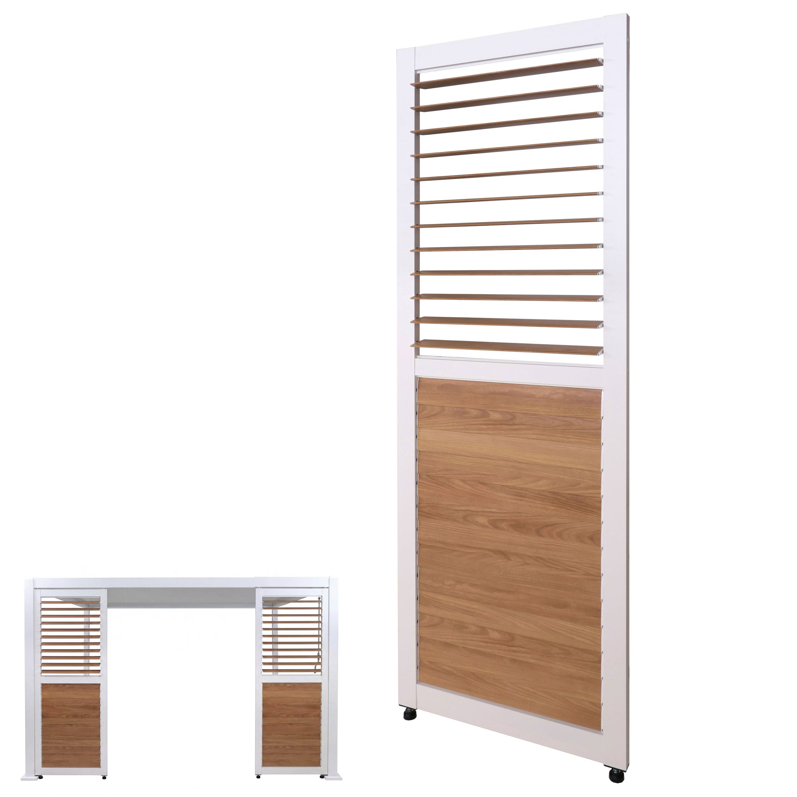Lamellenwand f&uuml;r Pergola MCW-P65, Lamellenpaneel Modul Paneel Seitenwand, Aluminium 220x68cm Holzoptik ~ wei&szlig; - Bild 1