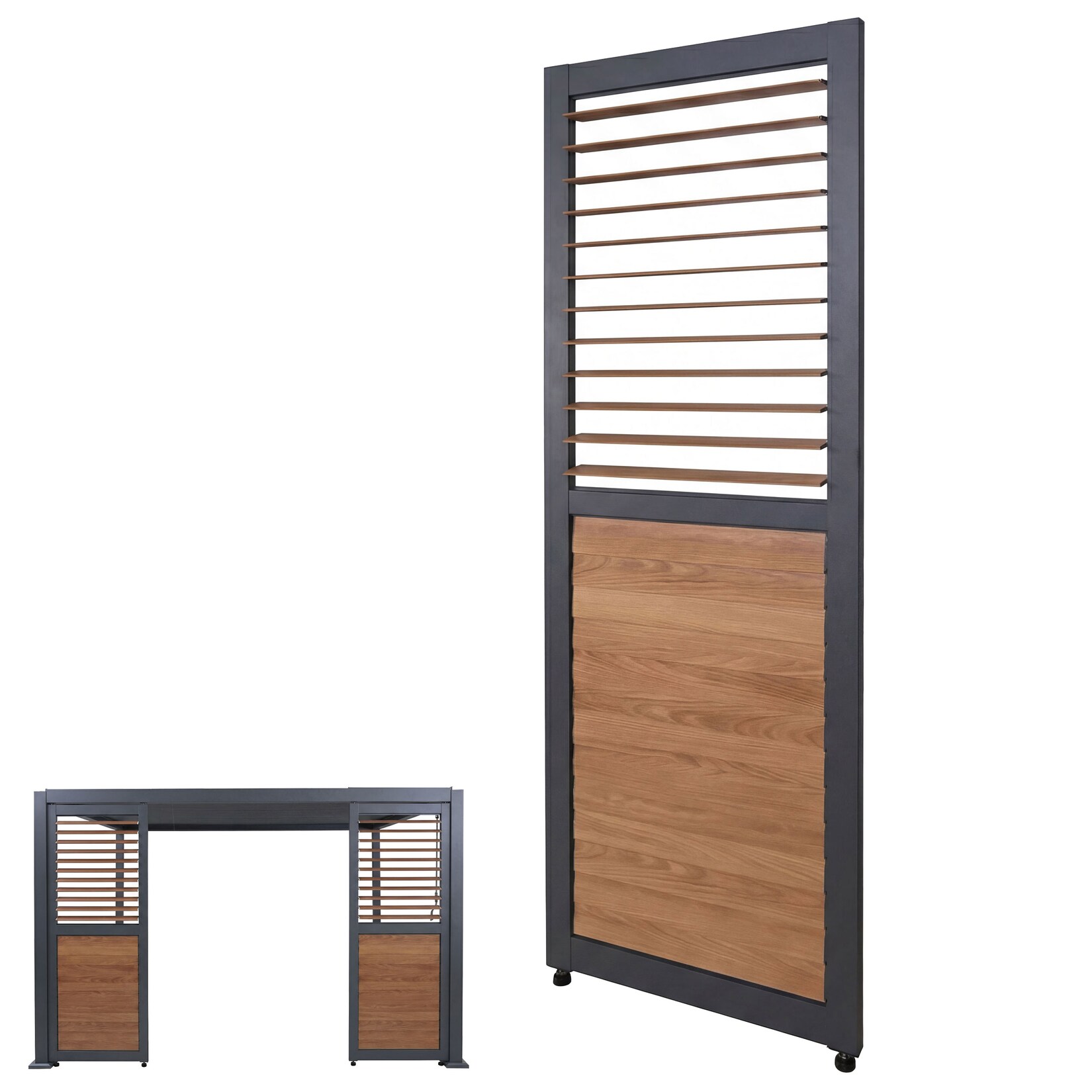 Lamellenwand für Pergola MCW-P65, Lamellenpaneel Modul Paneel Seitenwand, Aluminium 220x68cm Holzoptik ~ anthrazit