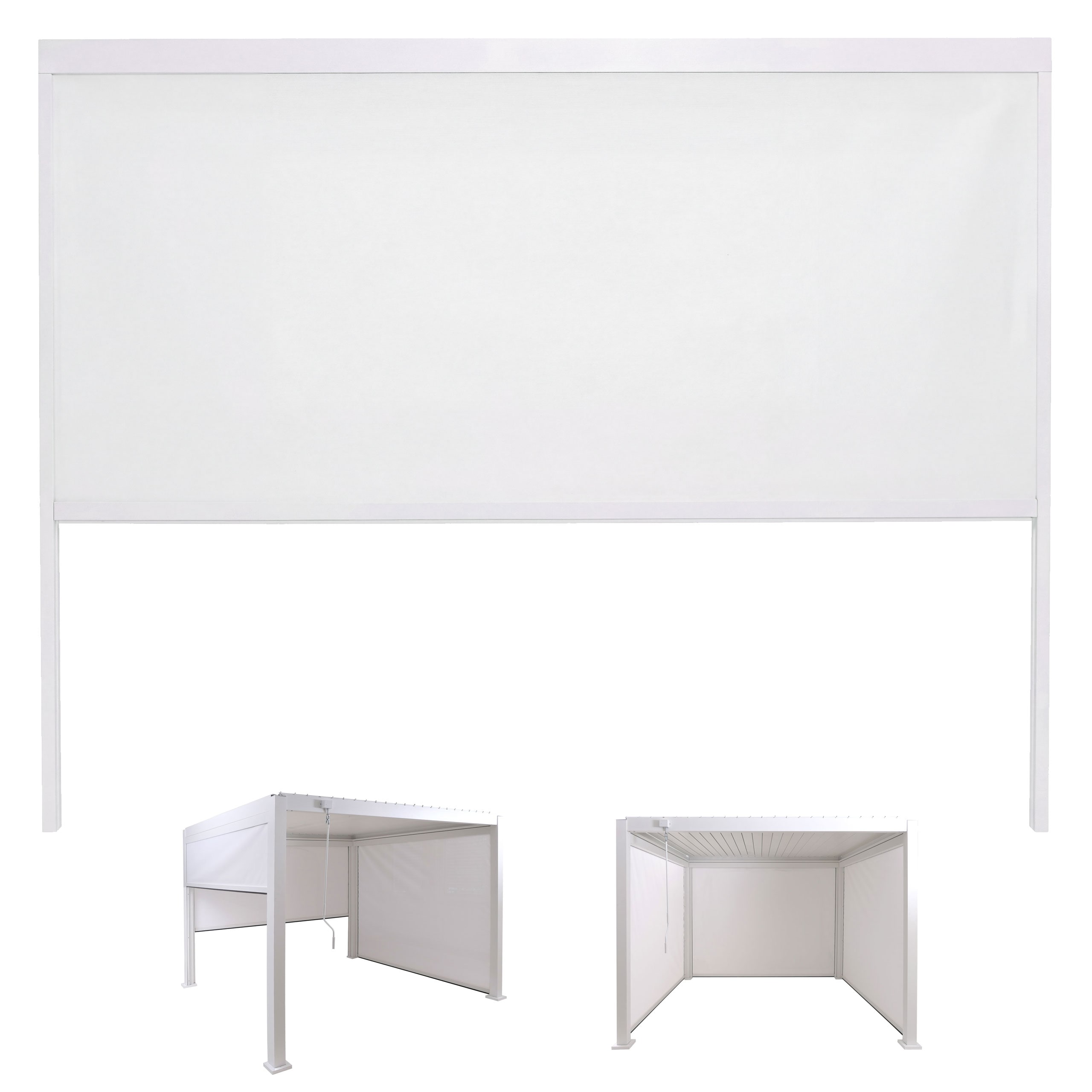 Seitenwand f&uuml;r Pergola MCW-P65, Pavillon Rollo Ersatzseitenwand, Sichtschutz Stoff/Textil sturmfest 3x3m ~ wei&szlig; - Bild 1